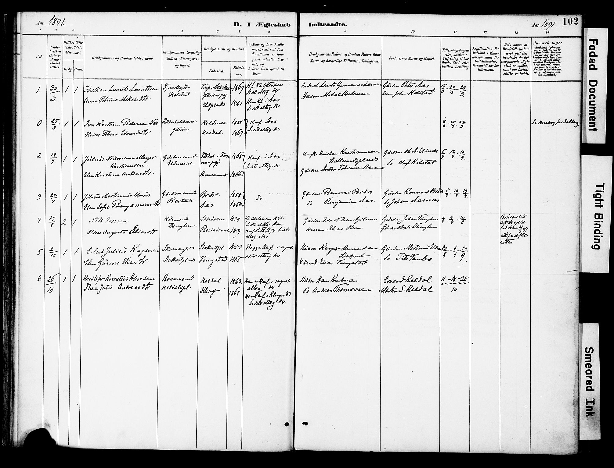 Ministerialprotokoller, klokkerbøker og fødselsregistre - Nord-Trøndelag, SAT/A-1458/742/L0409: Parish register (official) no. 742A02, 1891-1905, p. 102