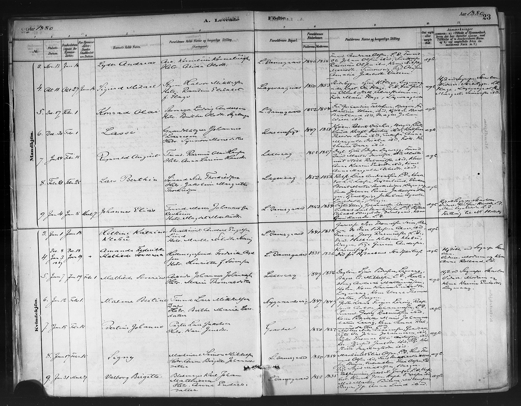 Askøy Sokneprestembete, SAB/A-74101/H/Ha/Haa/Haae/L0002: Parish register (official) no. E 2, 1878-1891, p. 23