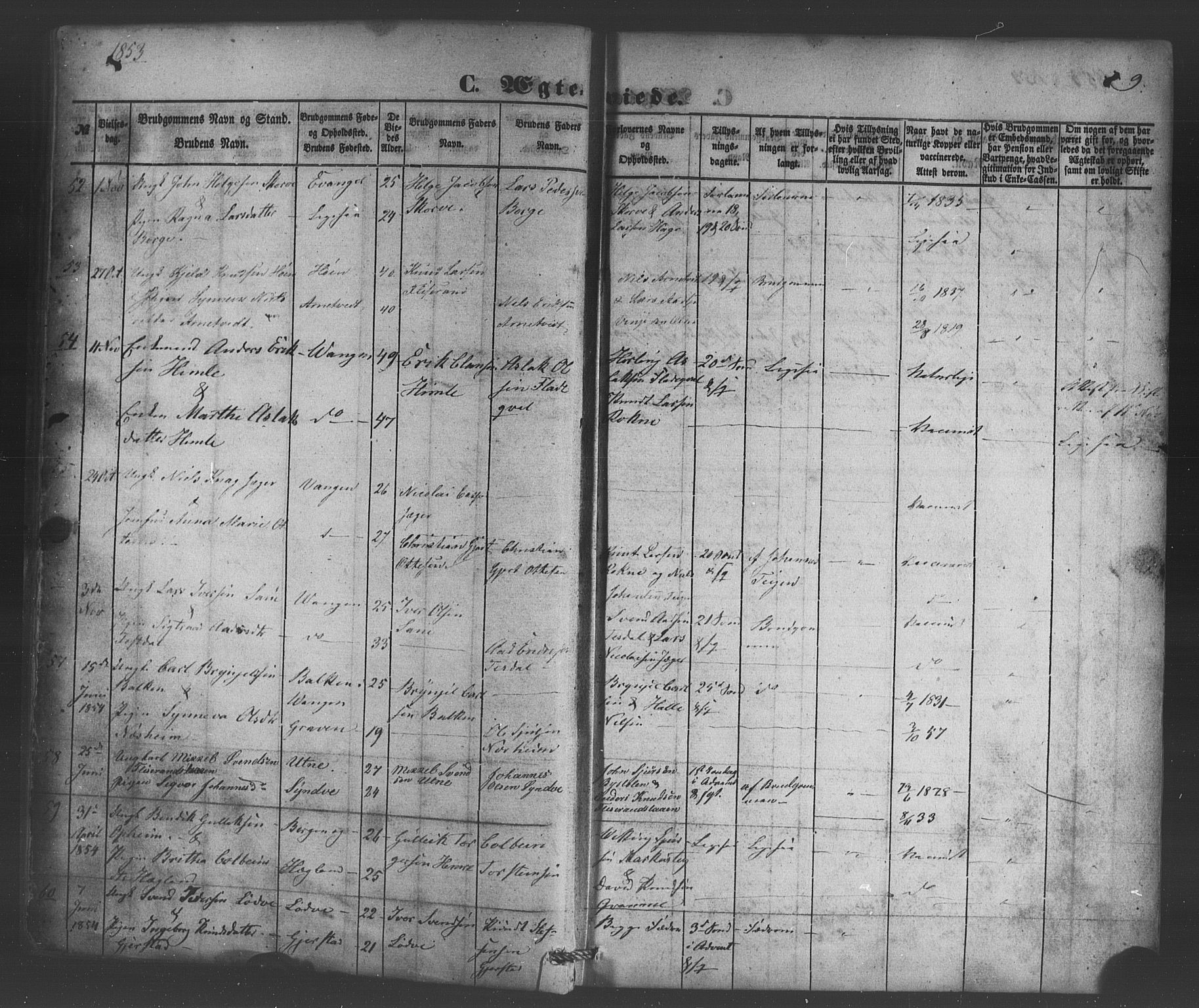 Voss sokneprestembete, AV/SAB-A-79001/H/Haa: Parish register (official) no. A 19, 1851-1886, p. 9