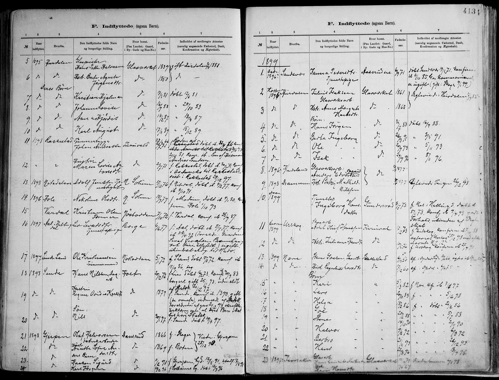 Skoger kirkebøker, AV/SAKO-A-59/F/Fa/L0006: Parish register (official) no. I 6, 1885-1910, p. 413