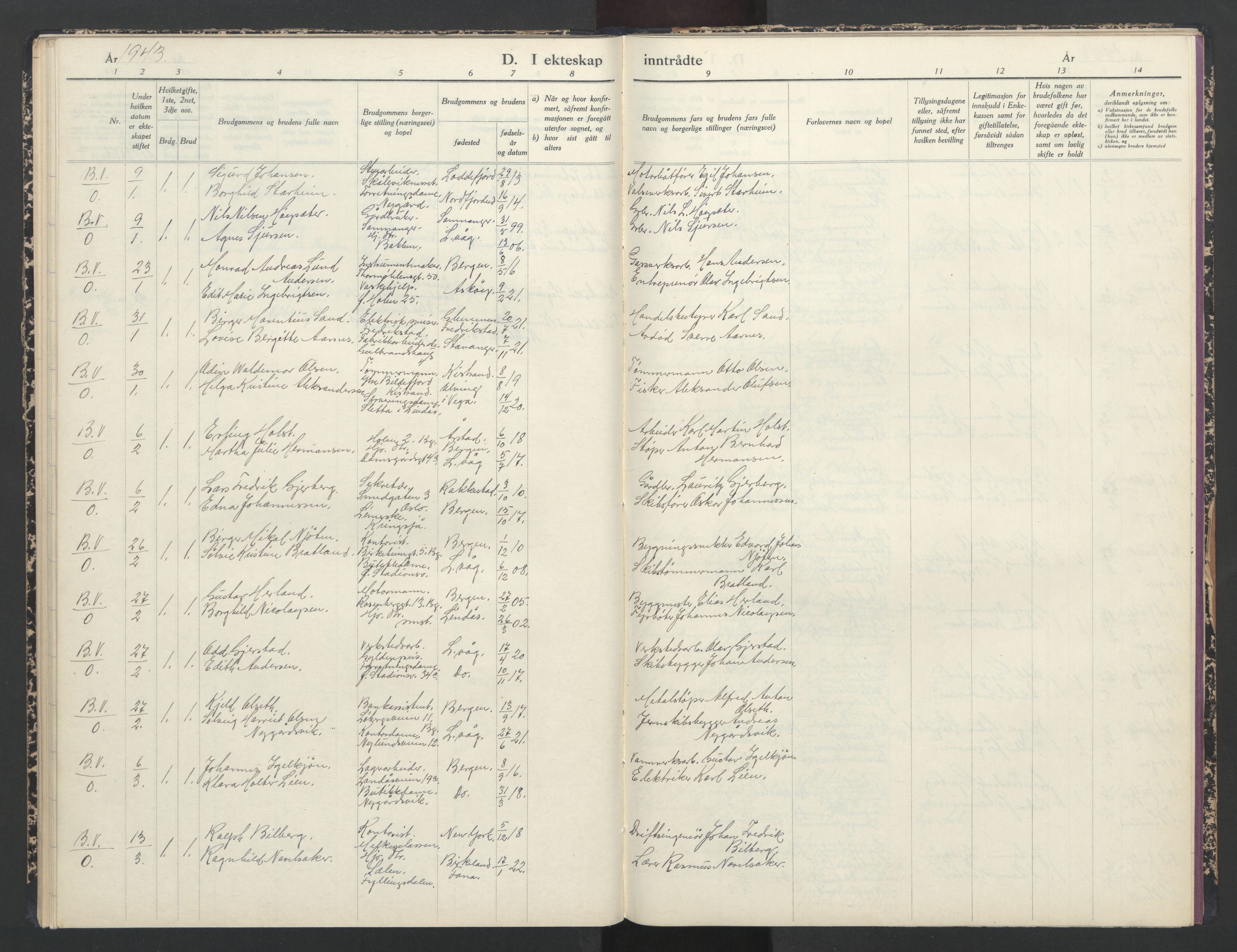 Laksevåg Sokneprestembete, AV/SAB-A-76501/H/Ha/Haa/Haaa/L0003: Parish register (official) no. A 3, 1942-1943