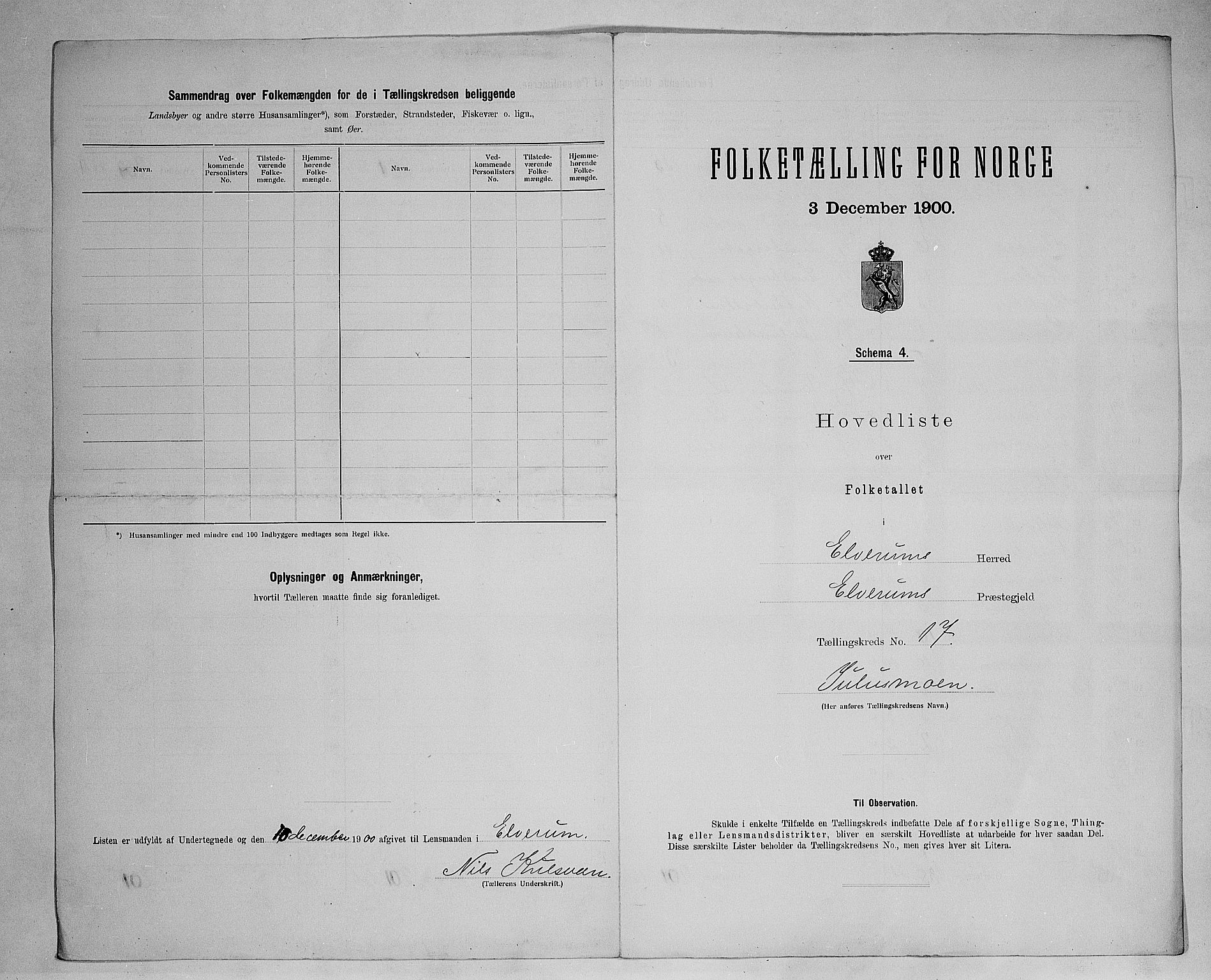 SAH, 1900 census for Elverum, 1900, p. 74