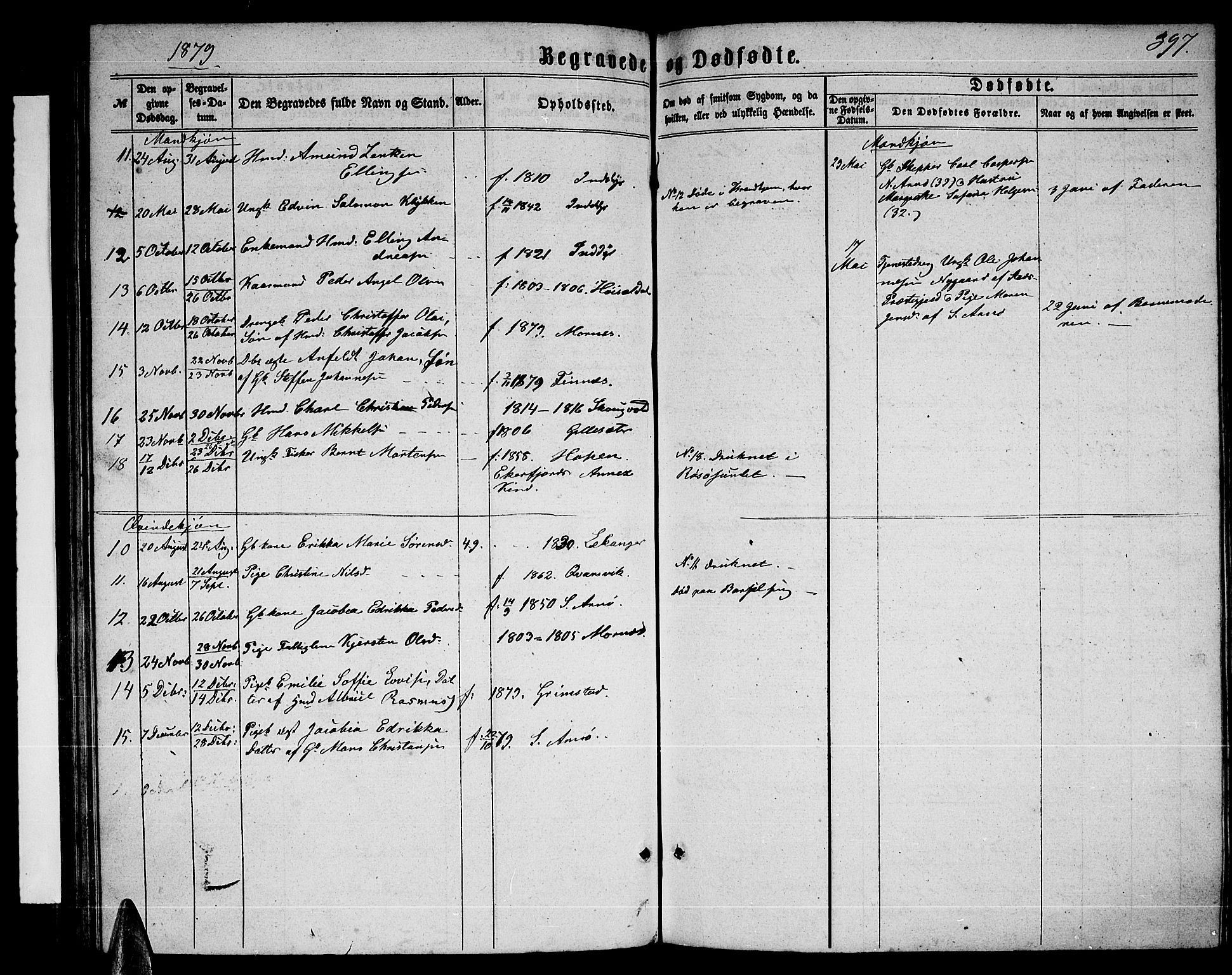 Ministerialprotokoller, klokkerbøker og fødselsregistre - Nordland, AV/SAT-A-1459/805/L0107: Parish register (copy) no. 805C03, 1862-1885, p. 397