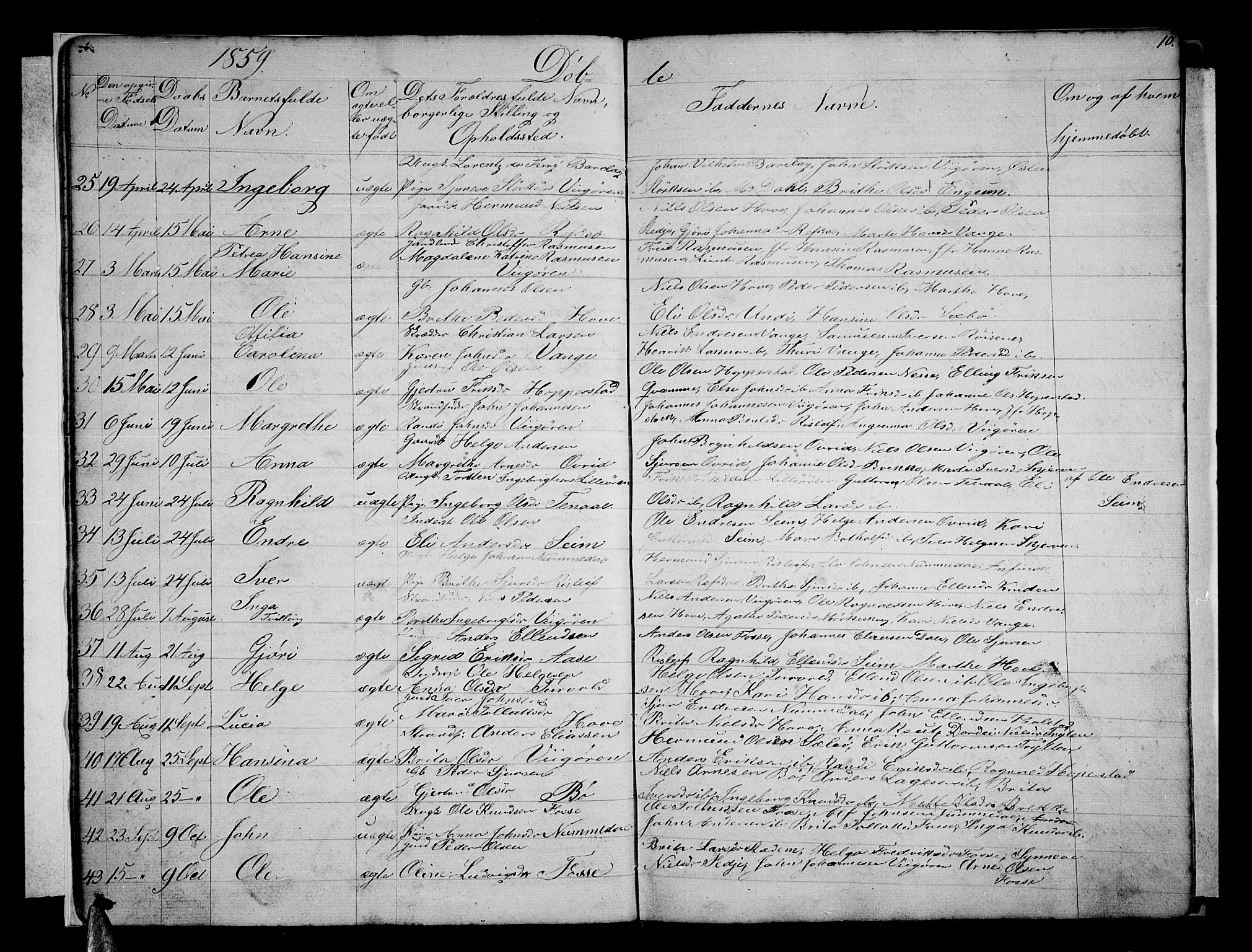 Vik sokneprestembete, AV/SAB-A-81501/H/Hab/Haba/L0002: Parish register (copy) no. A 2, 1856-1877, p. 10