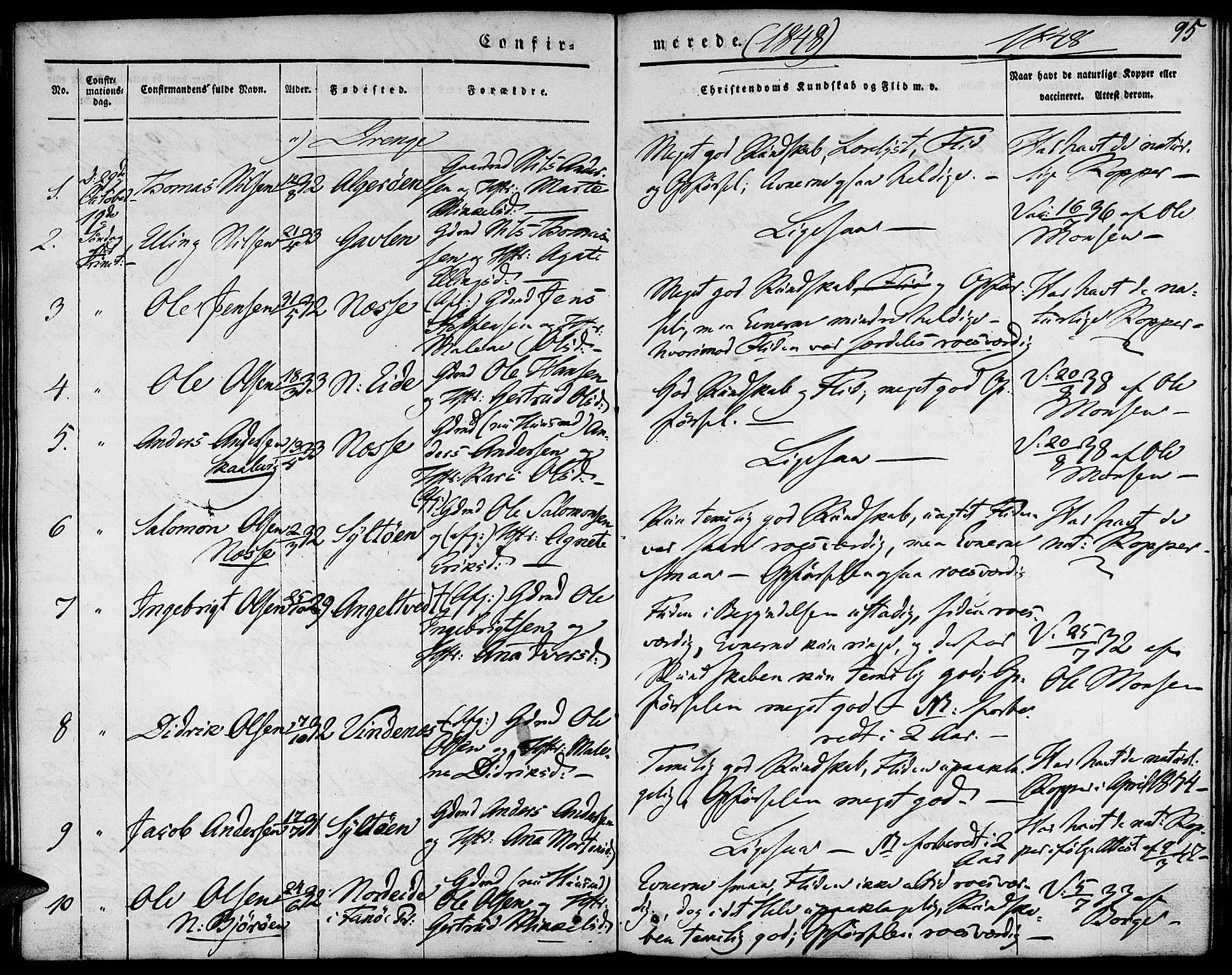 Fjell sokneprestembete, SAB/A-75301/H/Haa: Parish register (official) no. A 1, 1835-1850, p. 95