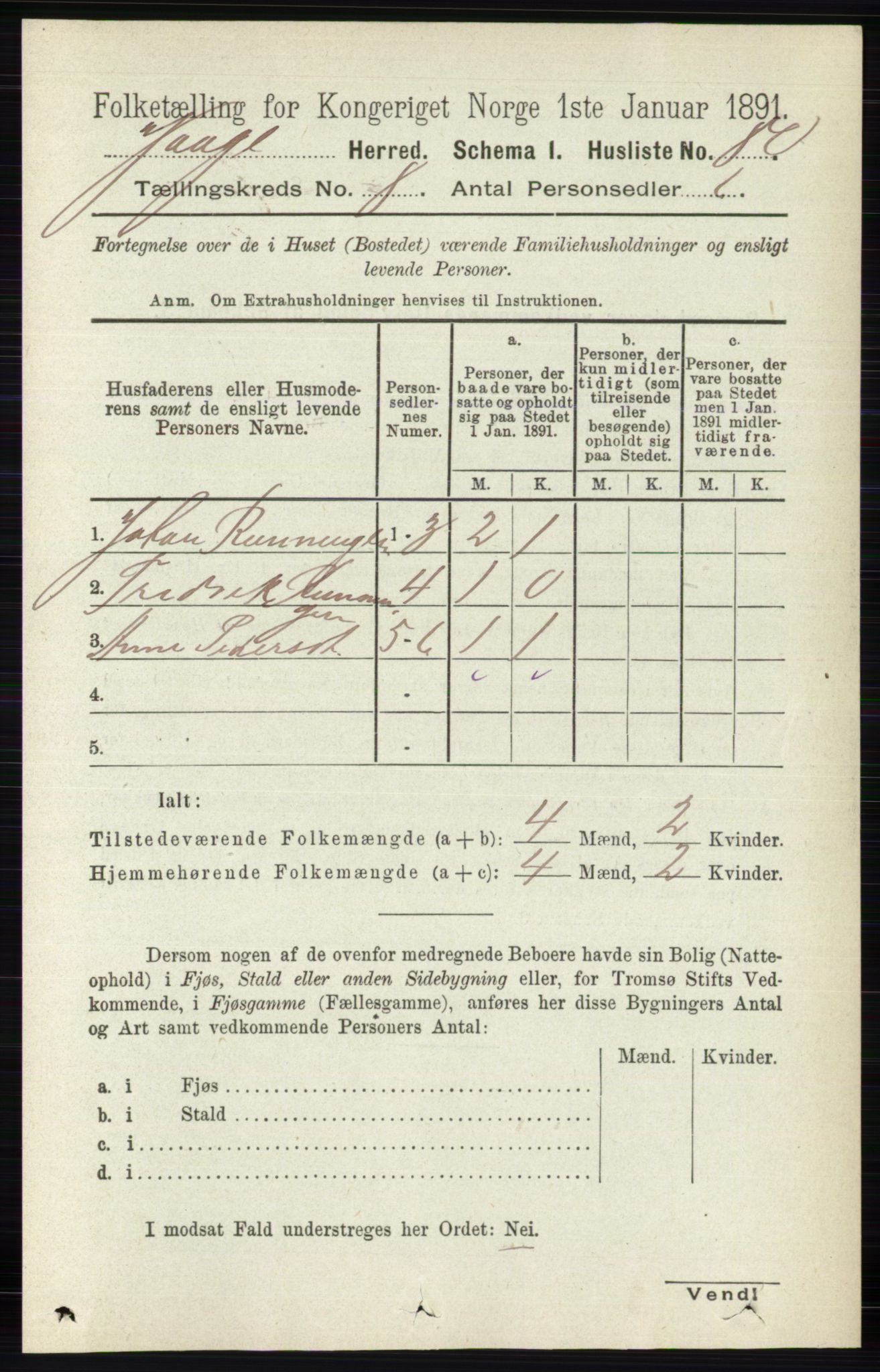 RA, 1891 census for 0515 Vågå, 1891, p. 4871