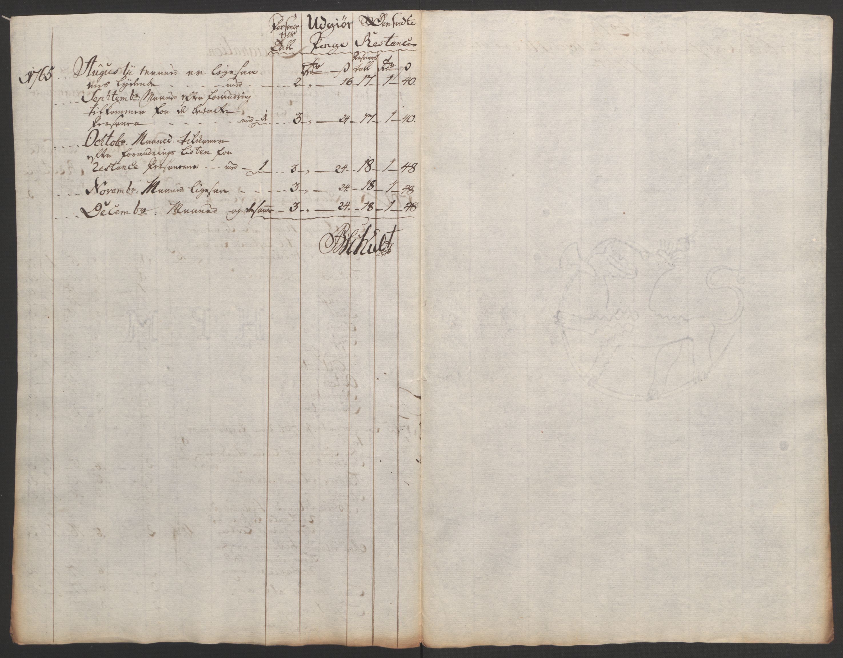 Rentekammeret inntil 1814, Reviderte regnskaper, Bergverksregnskaper, RA/EA-3222/R/Rc/Rca/L0843: Ekstraskatt, 1762-1765, p. 866