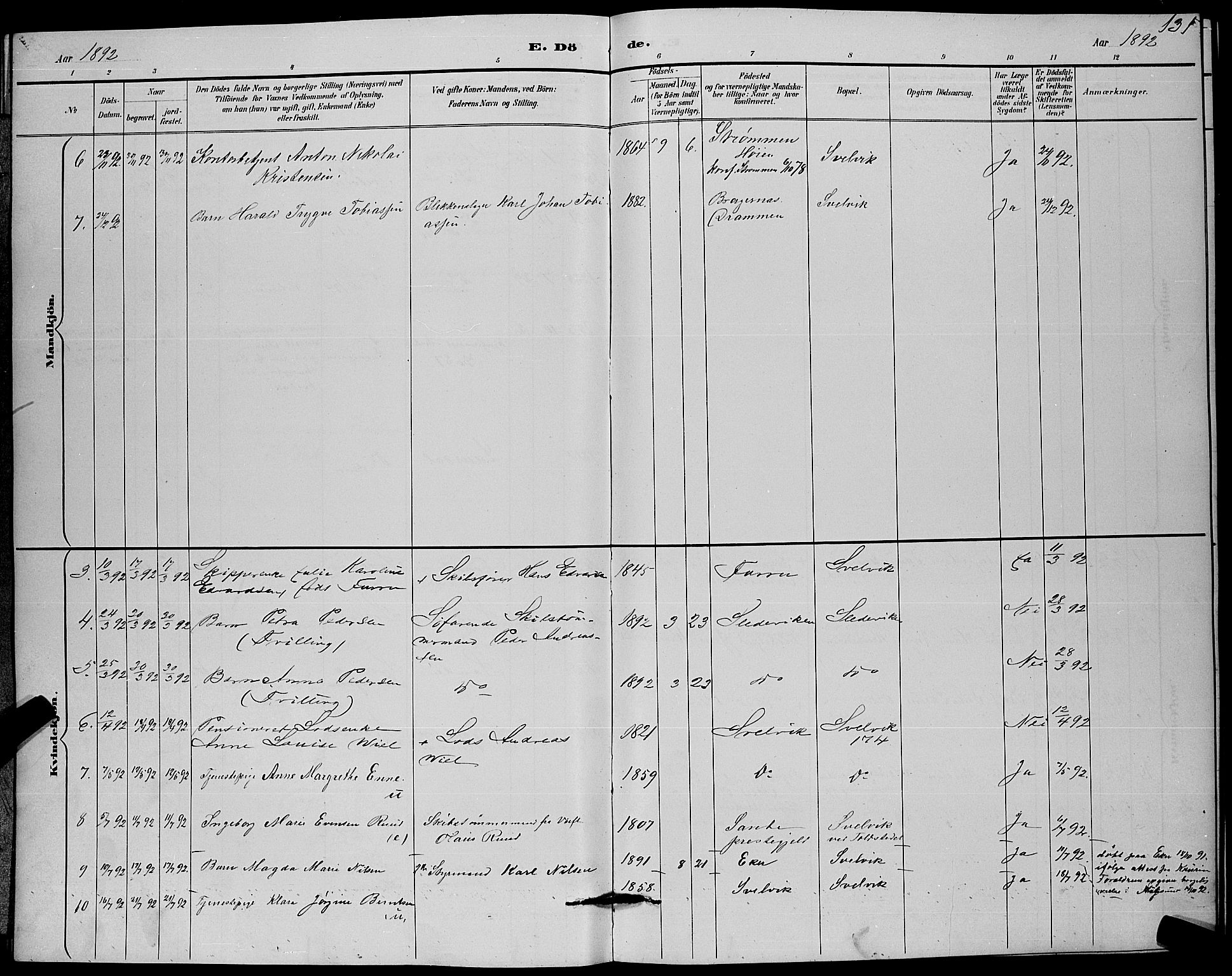 Strømm kirkebøker, AV/SAKO-A-322/G/Gb/L0001: Parish register (copy) no. II 1, 1889-1896, p. 131