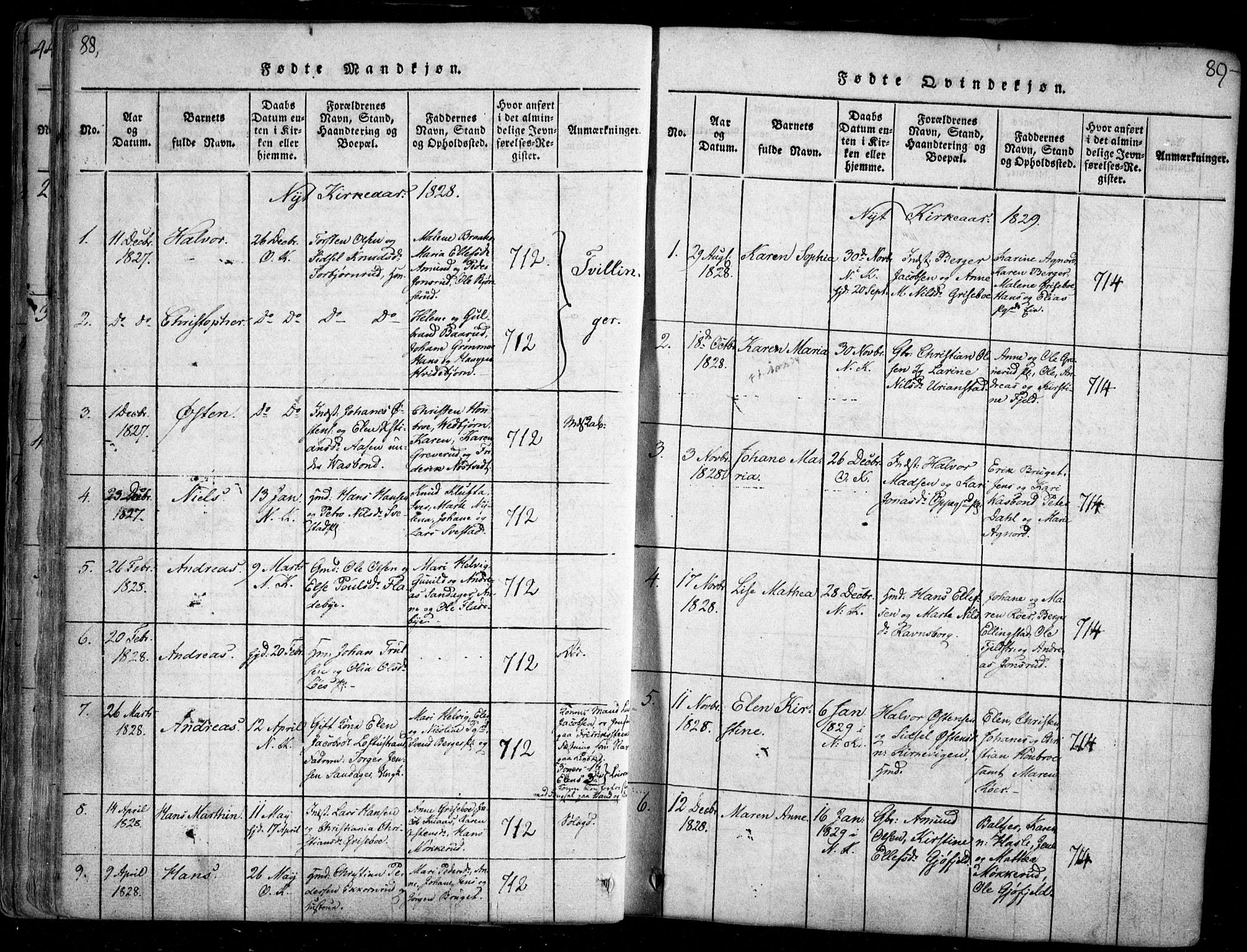 Nesodden prestekontor Kirkebøker, SAO/A-10013/F/Fa/L0006: Parish register (official) no. I 6, 1814-1847, p. 88-89