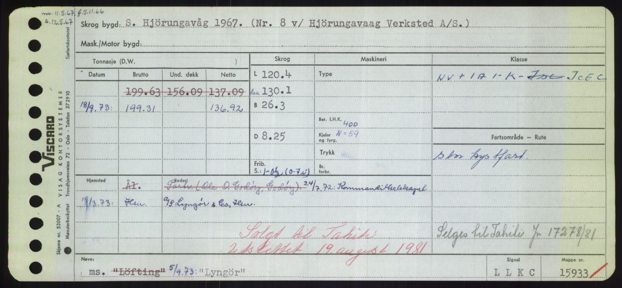 Sjøfartsdirektoratet med forløpere, Skipsmålingen, RA/S-1627/H/Hd/L0023: Fartøy, Lia-Løv, p. 471