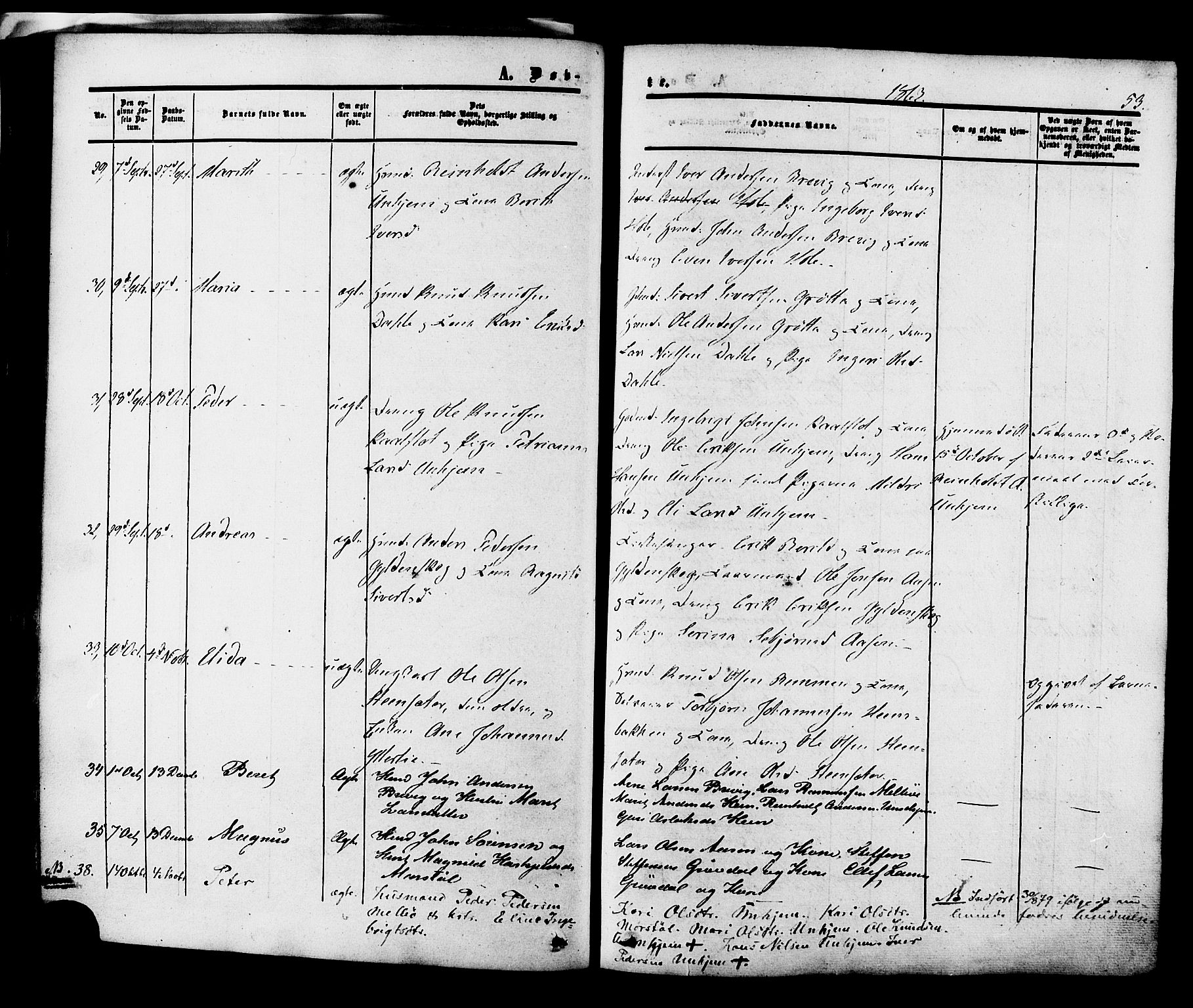 Ministerialprotokoller, klokkerbøker og fødselsregistre - Møre og Romsdal, SAT/A-1454/545/L0586: Parish register (official) no. 545A02, 1854-1877, p. 53
