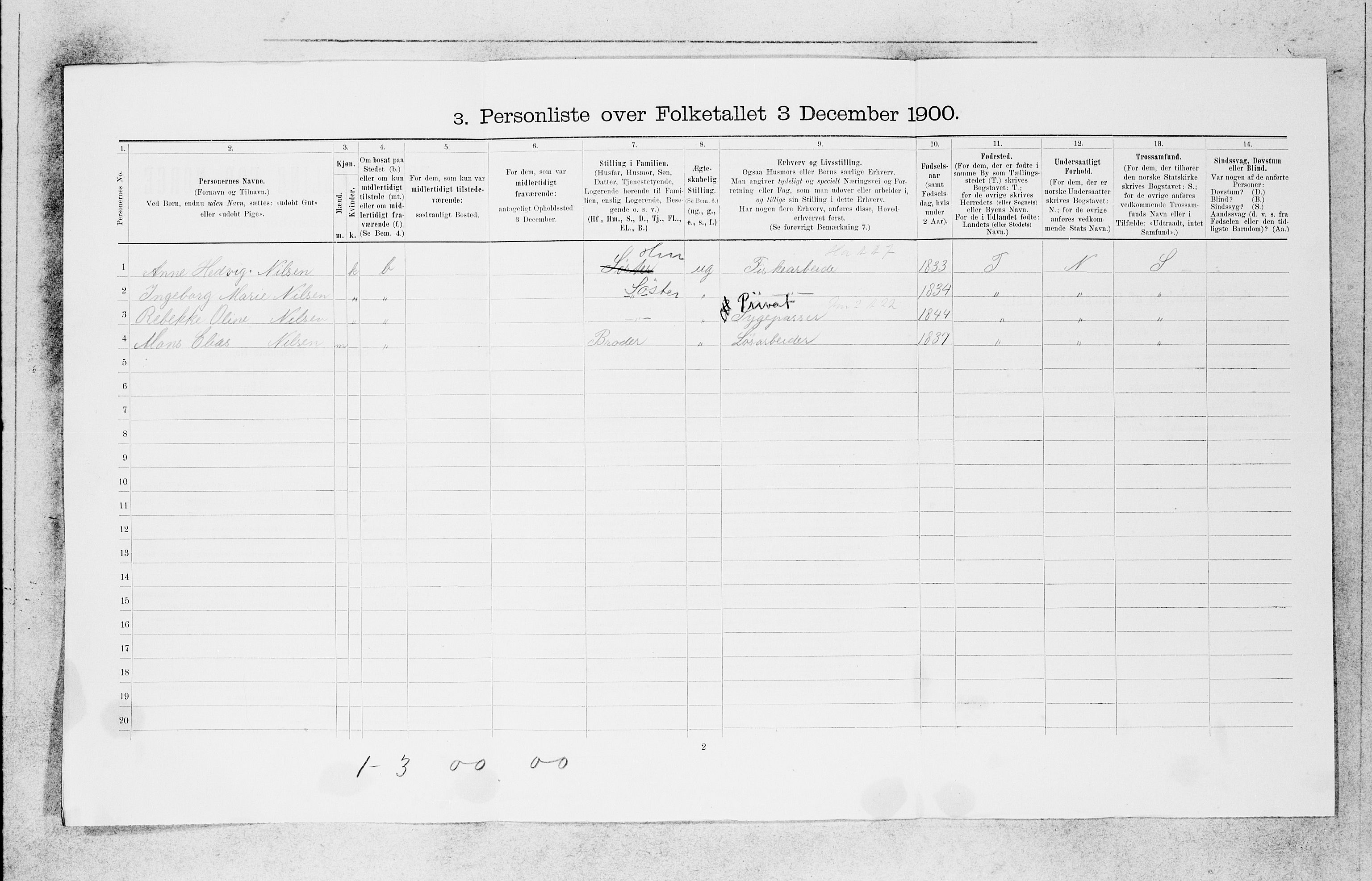 SAB, 1900 census for Bergen, 1900, p. 16777