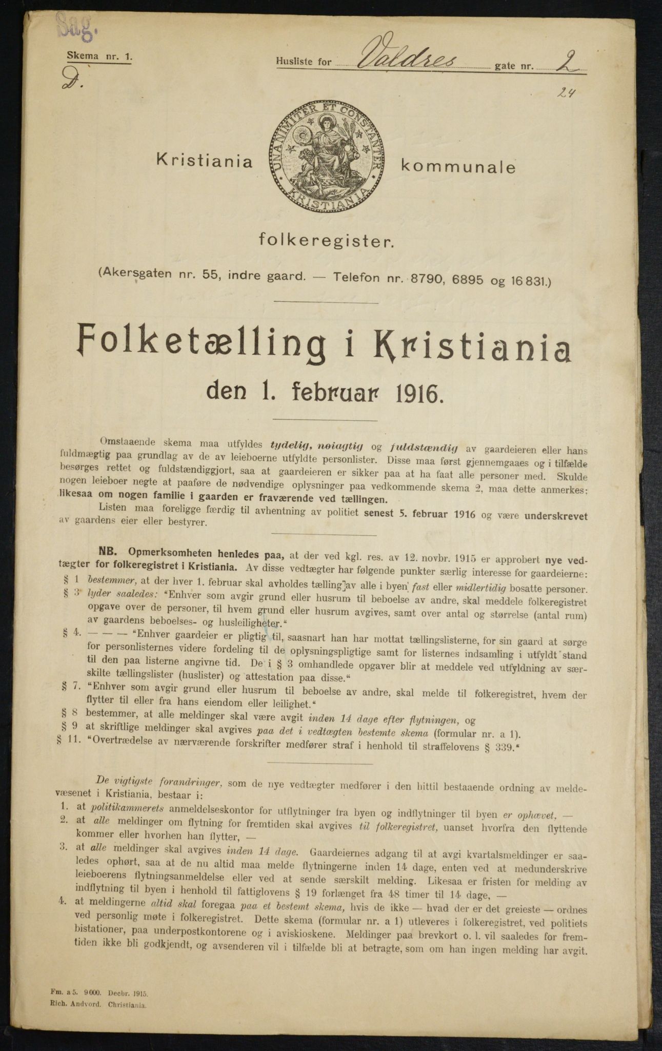 OBA, Municipal Census 1916 for Kristiania, 1916, p. 125320