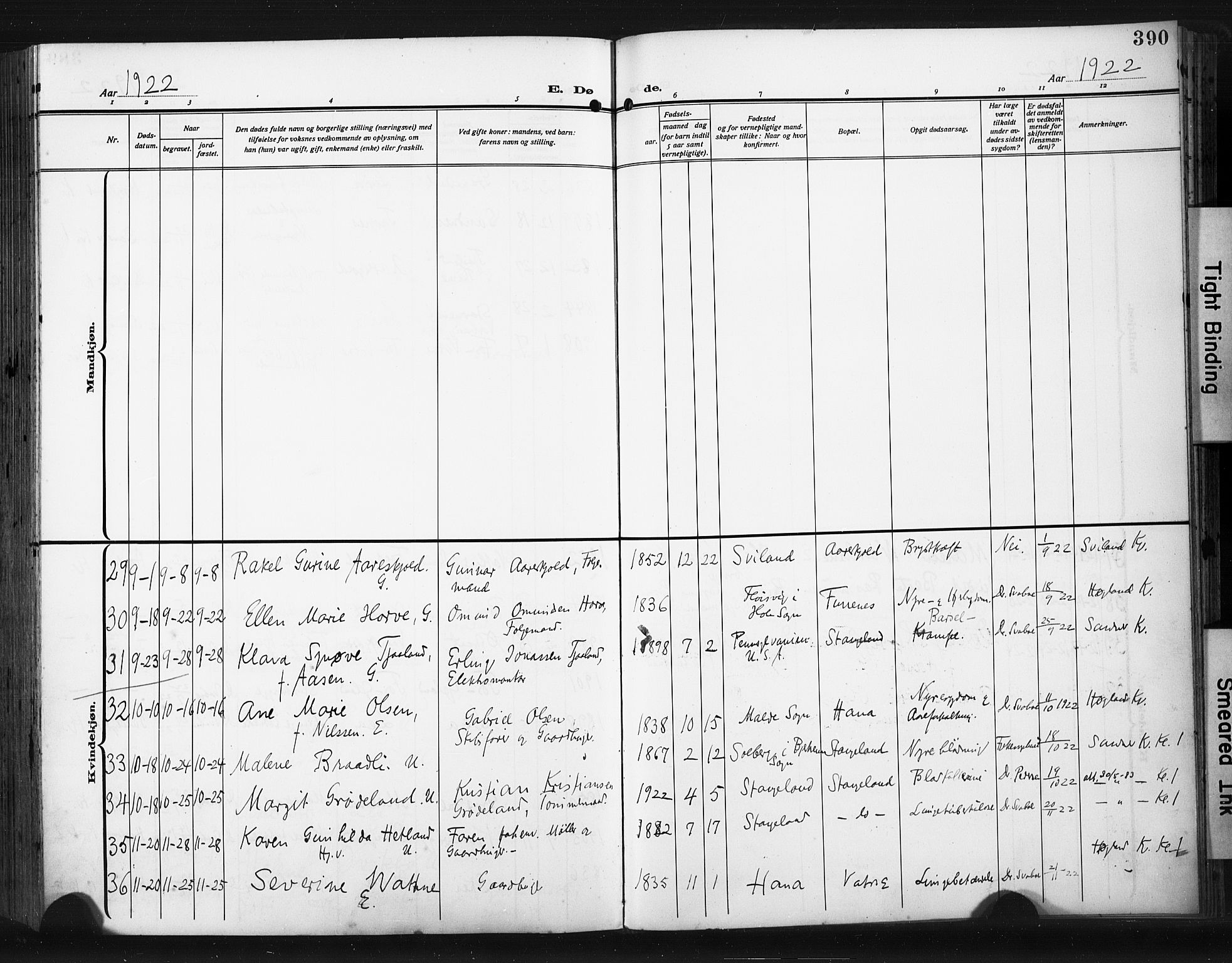 Høyland sokneprestkontor, SAST/A-101799/001/30BA/L0017: Parish register (official) no. A 15, 1912-1924, p. 390