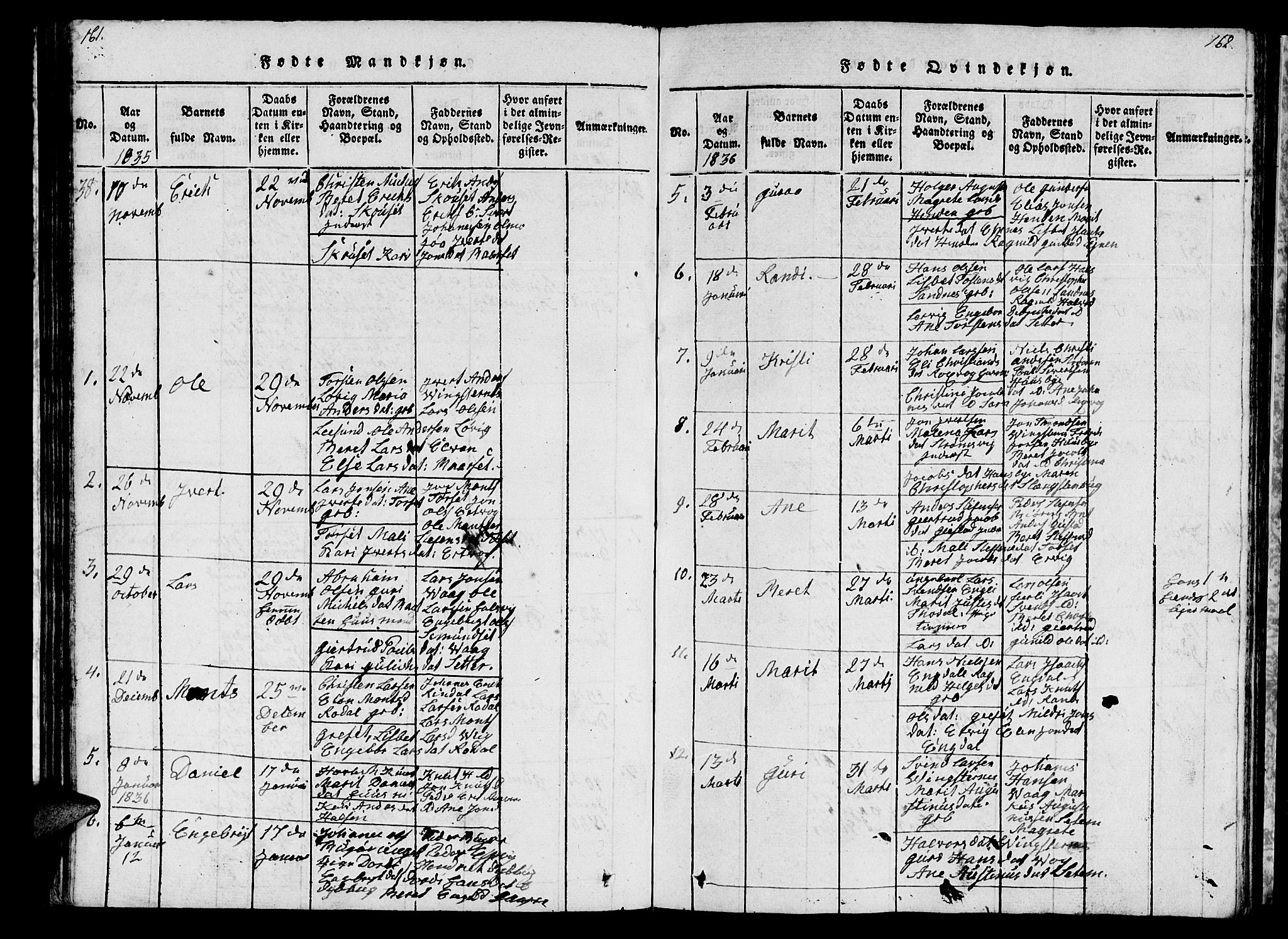 Ministerialprotokoller, klokkerbøker og fødselsregistre - Møre og Romsdal, AV/SAT-A-1454/578/L0908: Parish register (copy) no. 578C01, 1819-1837, p. 161-162