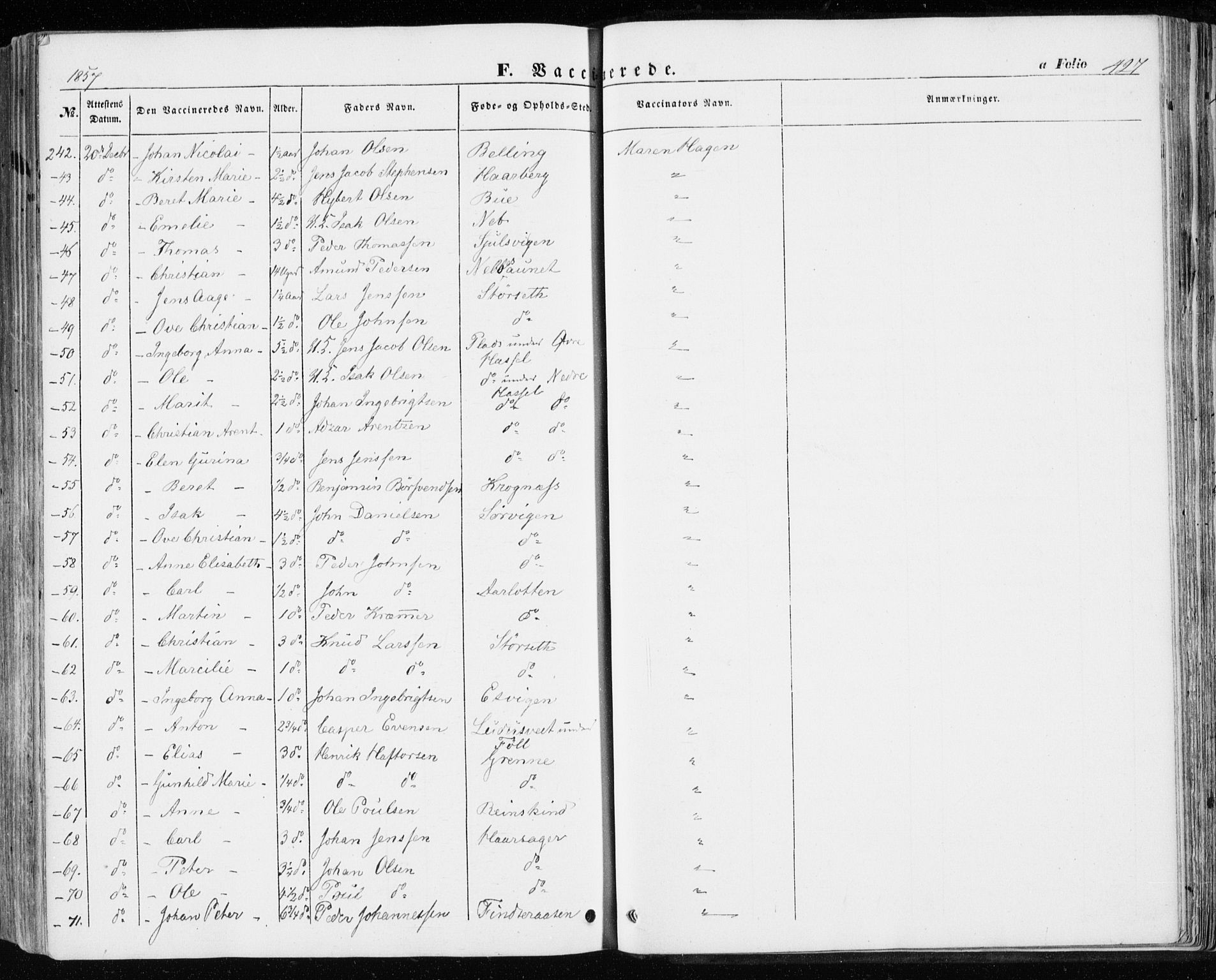 Ministerialprotokoller, klokkerbøker og fødselsregistre - Sør-Trøndelag, AV/SAT-A-1456/646/L0611: Parish register (official) no. 646A09, 1848-1857, p. 427