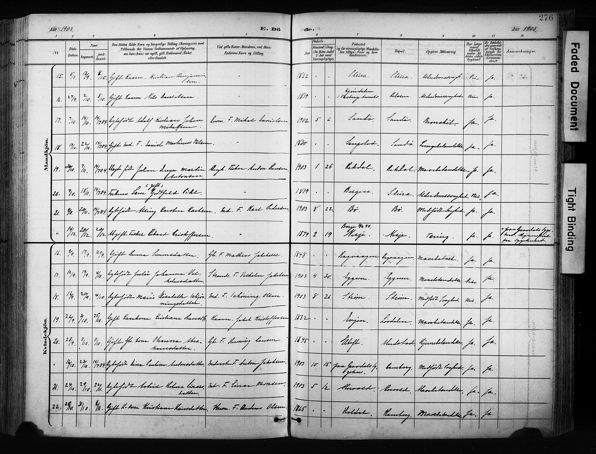 Ministerialprotokoller, klokkerbøker og fødselsregistre - Nordland, AV/SAT-A-1459/880/L1134: Parish register (official) no. 880A08, 1899-1908, p. 276