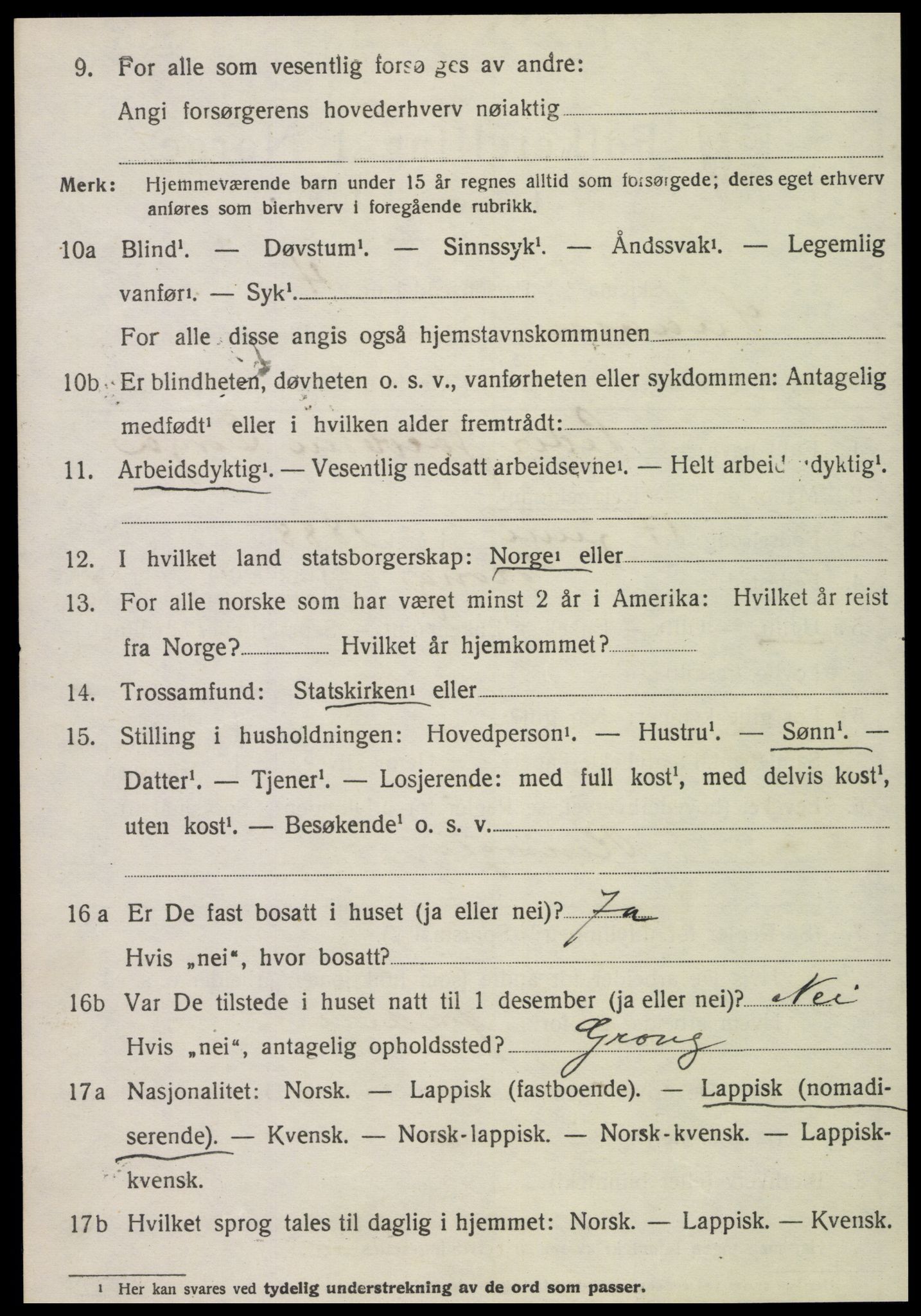 SAT, 1920 census for Snåsa, 1920, p. 1951