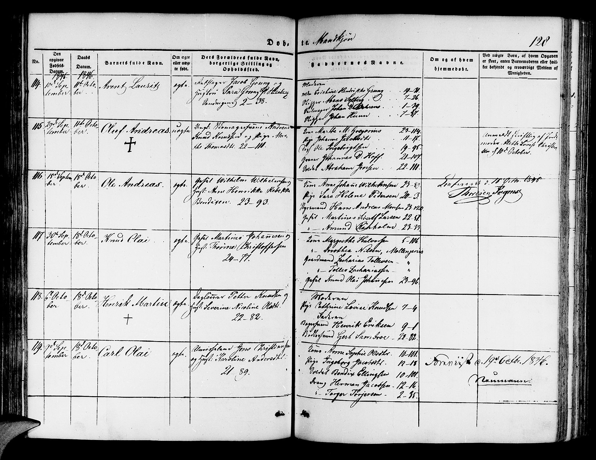 Korskirken sokneprestembete, SAB/A-76101/H/Hab: Parish register (copy) no. B 1, 1839-1847, p. 128