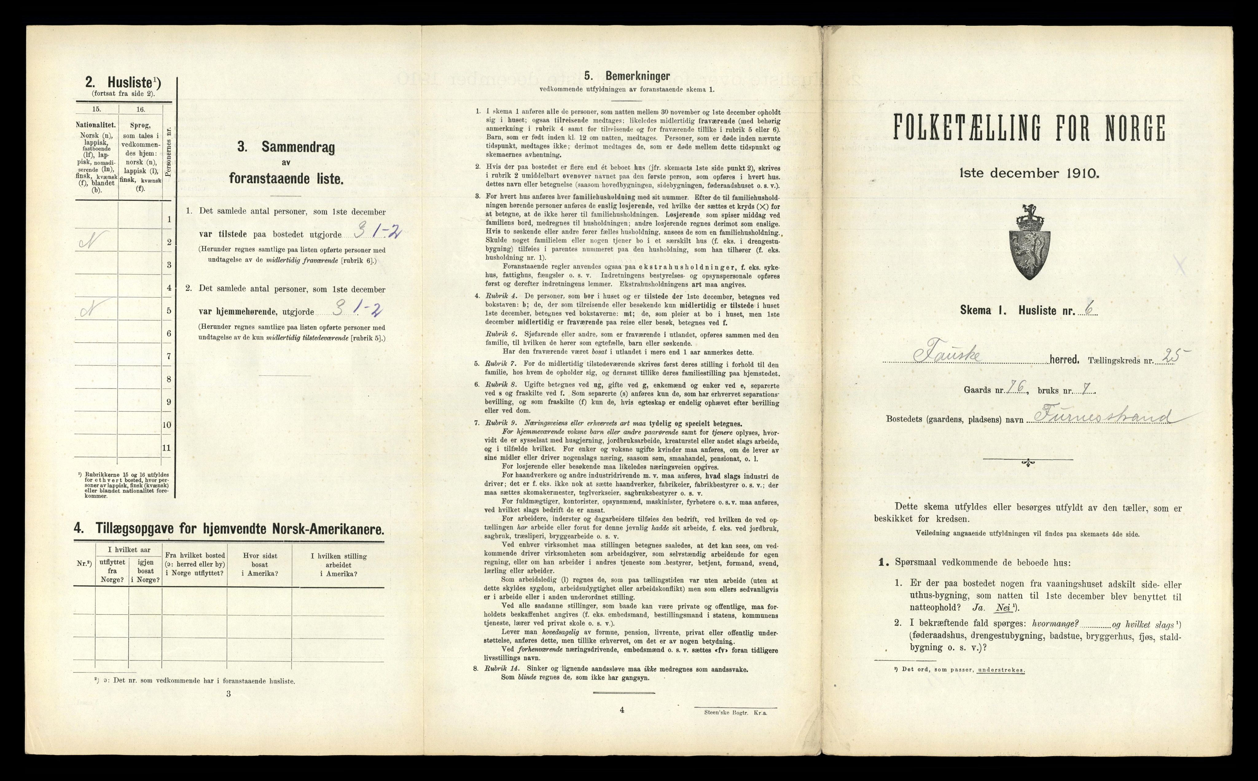 RA, 1910 census for Fauske, 1910, p. 1724