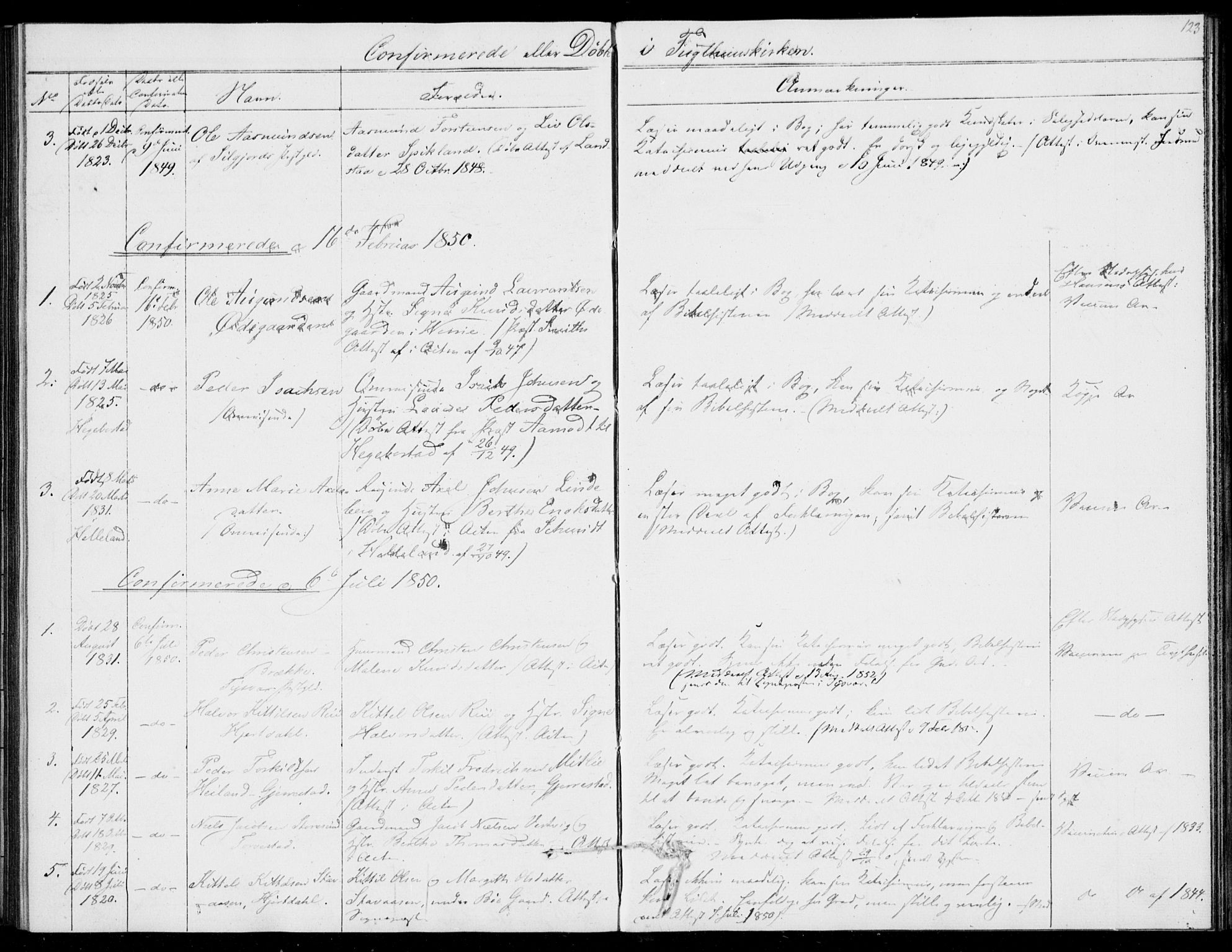 Kristiansand tukthus, AV/SAK-1251-0009/I/Ih/L0002: Communicants register no. C 1, 1835-1847, p. 123