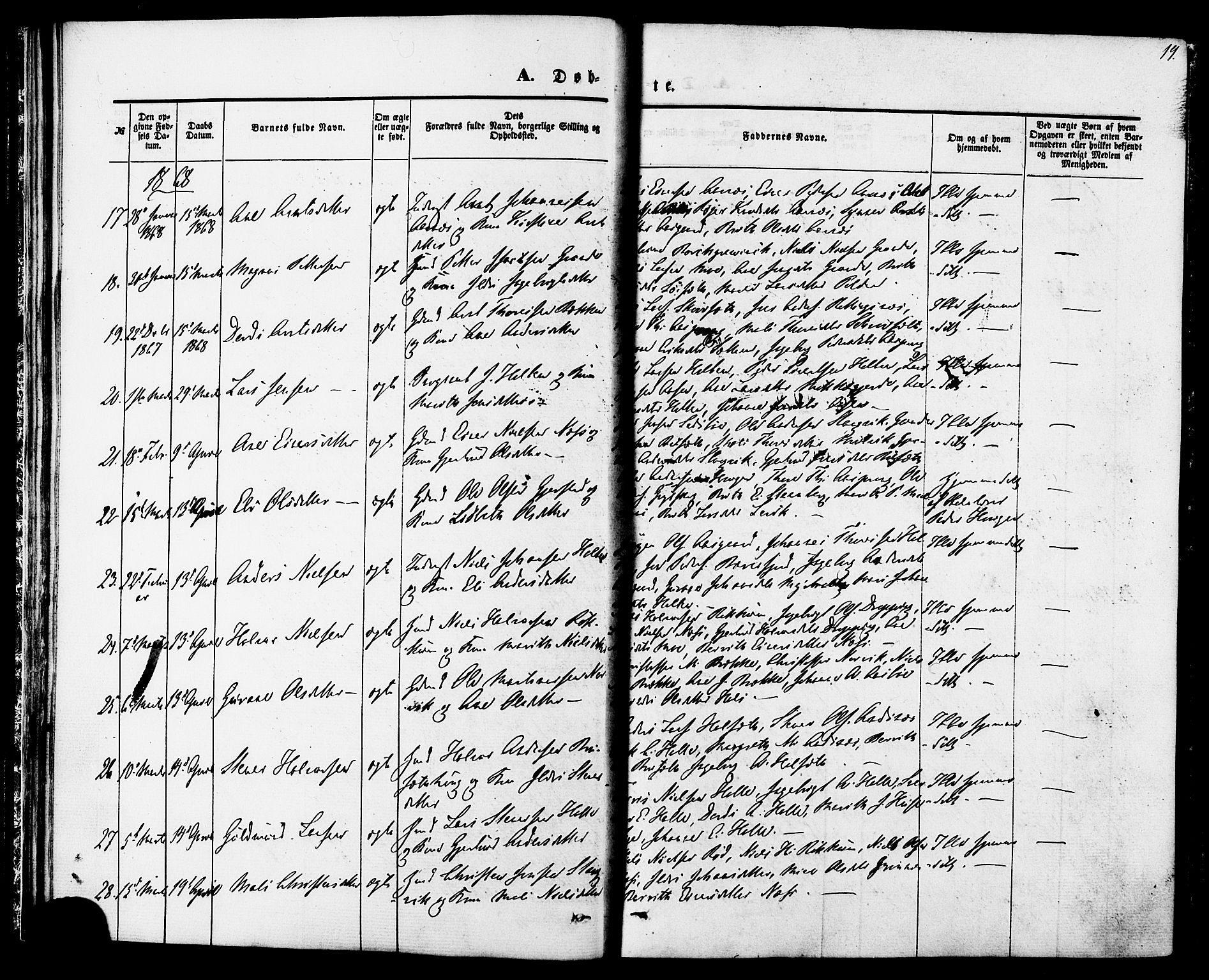 Ministerialprotokoller, klokkerbøker og fødselsregistre - Møre og Romsdal, AV/SAT-A-1454/592/L1027: Parish register (official) no. 592A05, 1865-1878, p. 19