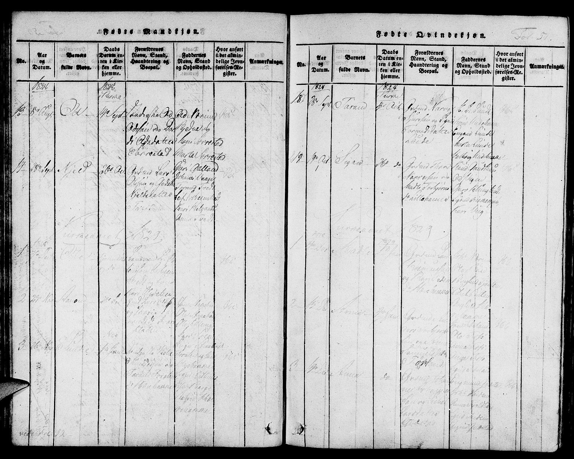 Suldal sokneprestkontor, AV/SAST-A-101845/01/IV/L0006: Parish register (official) no. A 6, 1816-1836, p. 51