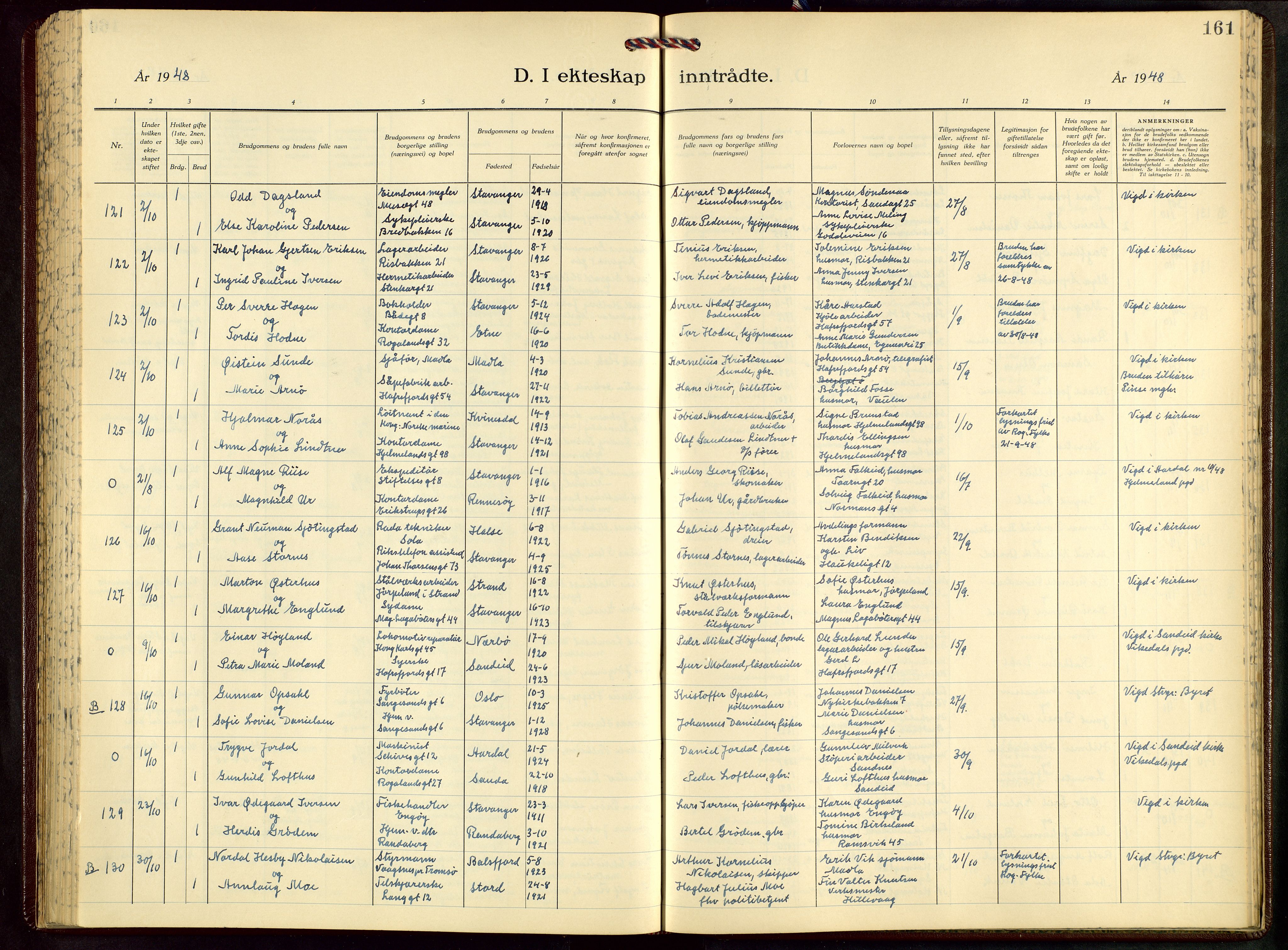 St. Petri sokneprestkontor, AV/SAST-A-101813/001/30/30BB/L0012: Parish register (copy) no. B 12, 1936-1951, p. 161