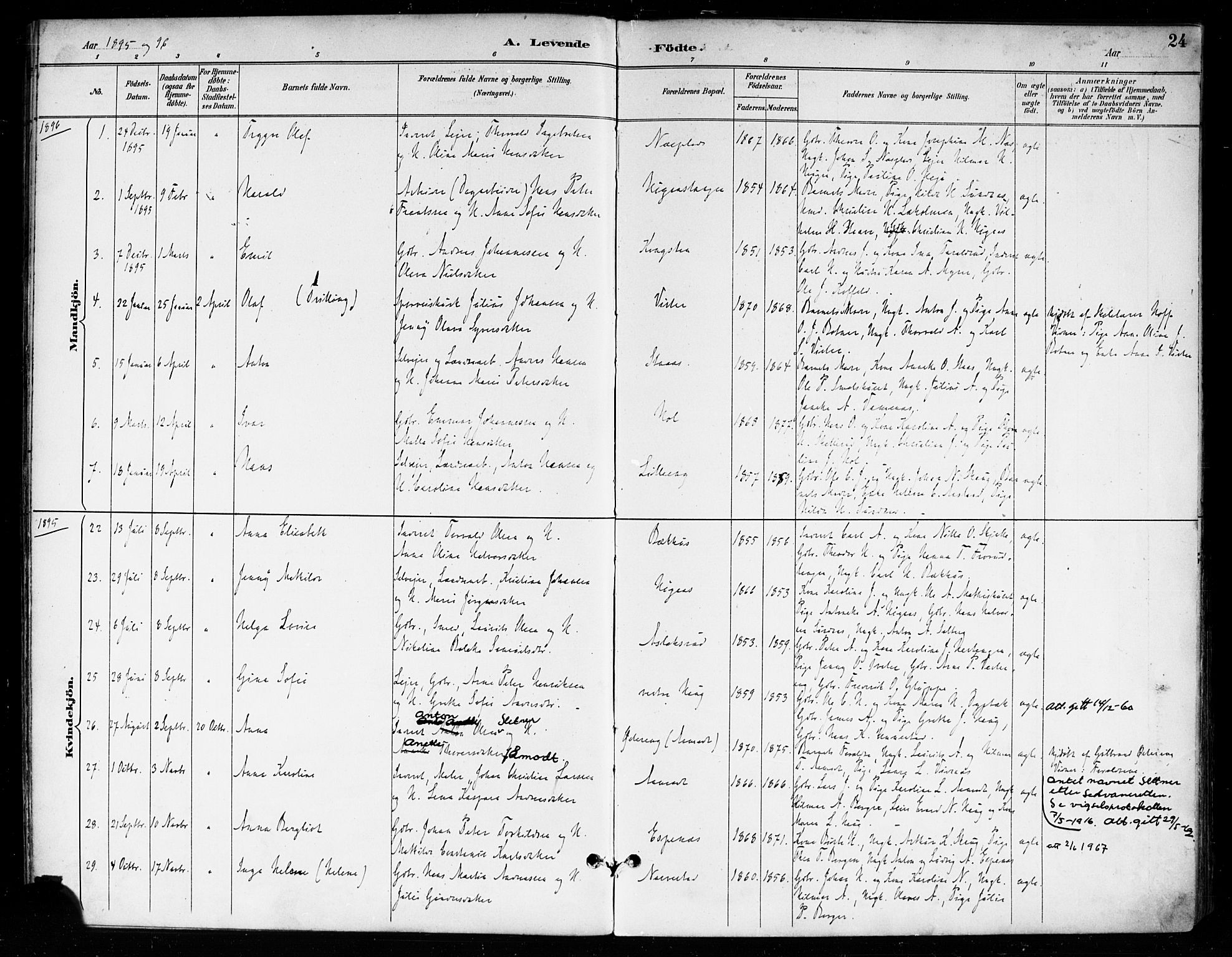 Skiptvet prestekontor Kirkebøker, AV/SAO-A-20009/F/Fa/L0010: Parish register (official) no. 10, 1890-1900, p. 24