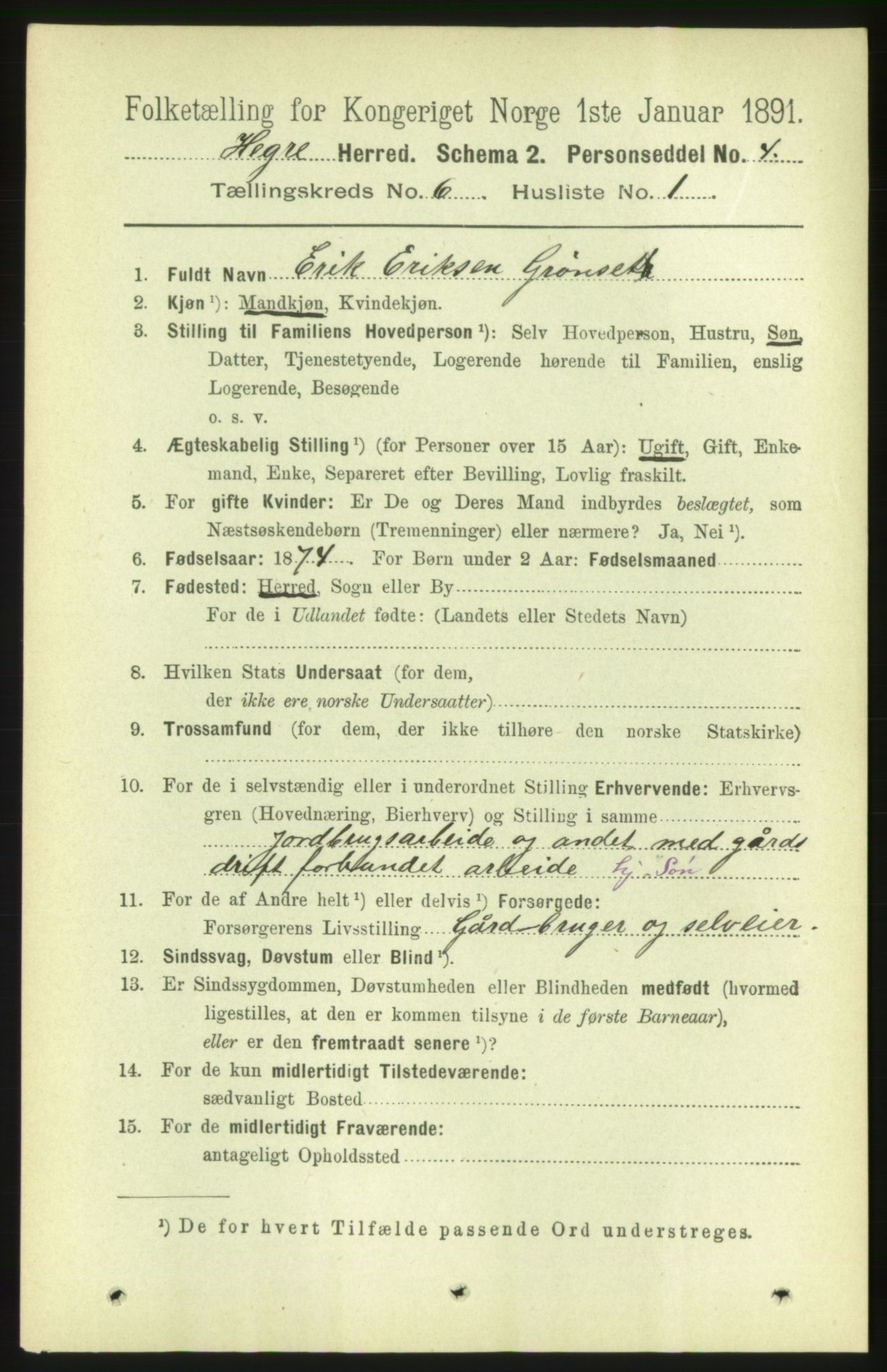 RA, 1891 census for 1712 Hegra, 1891, p. 2372