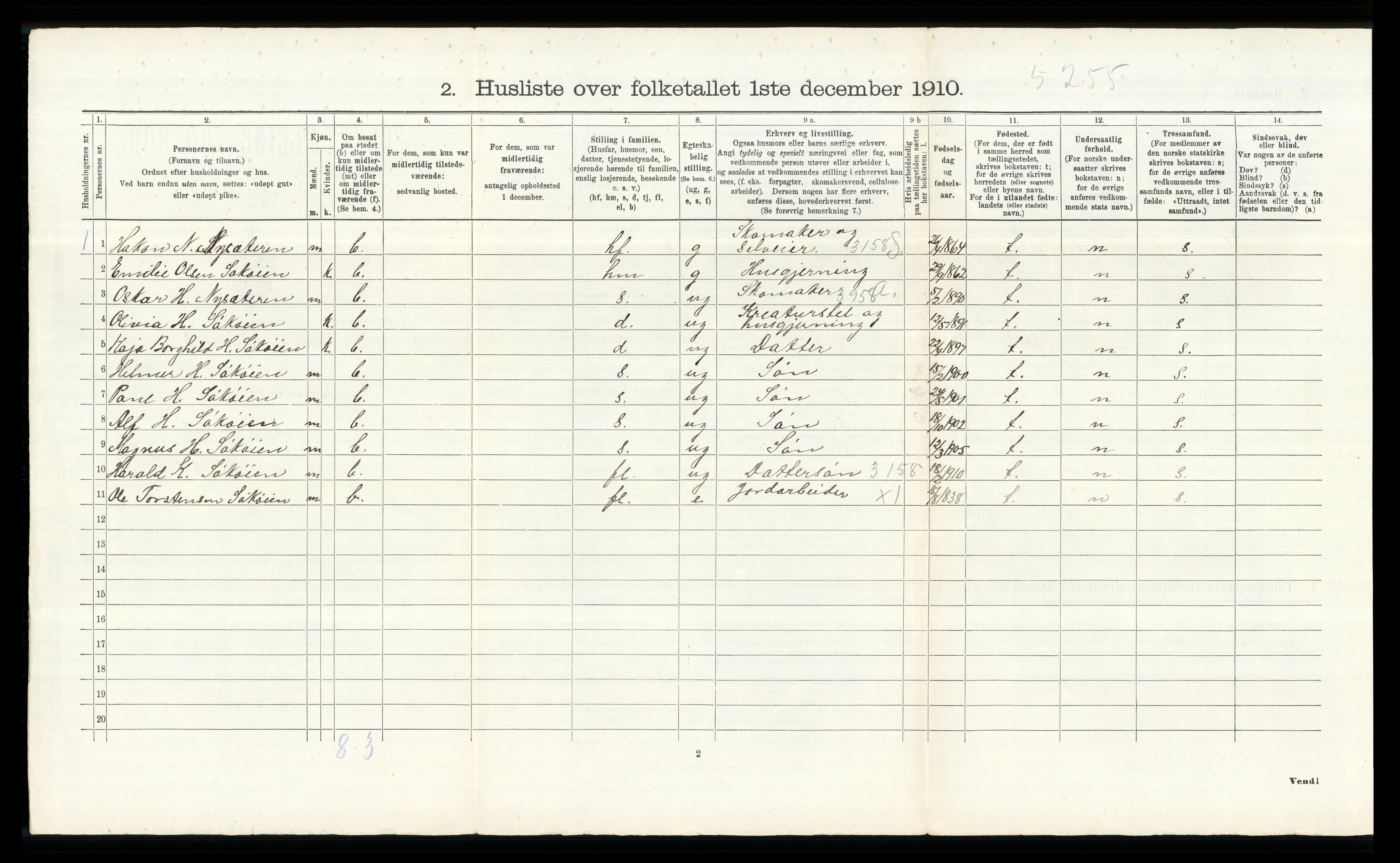 RA, 1910 census for Grue, 1910, p. 1942