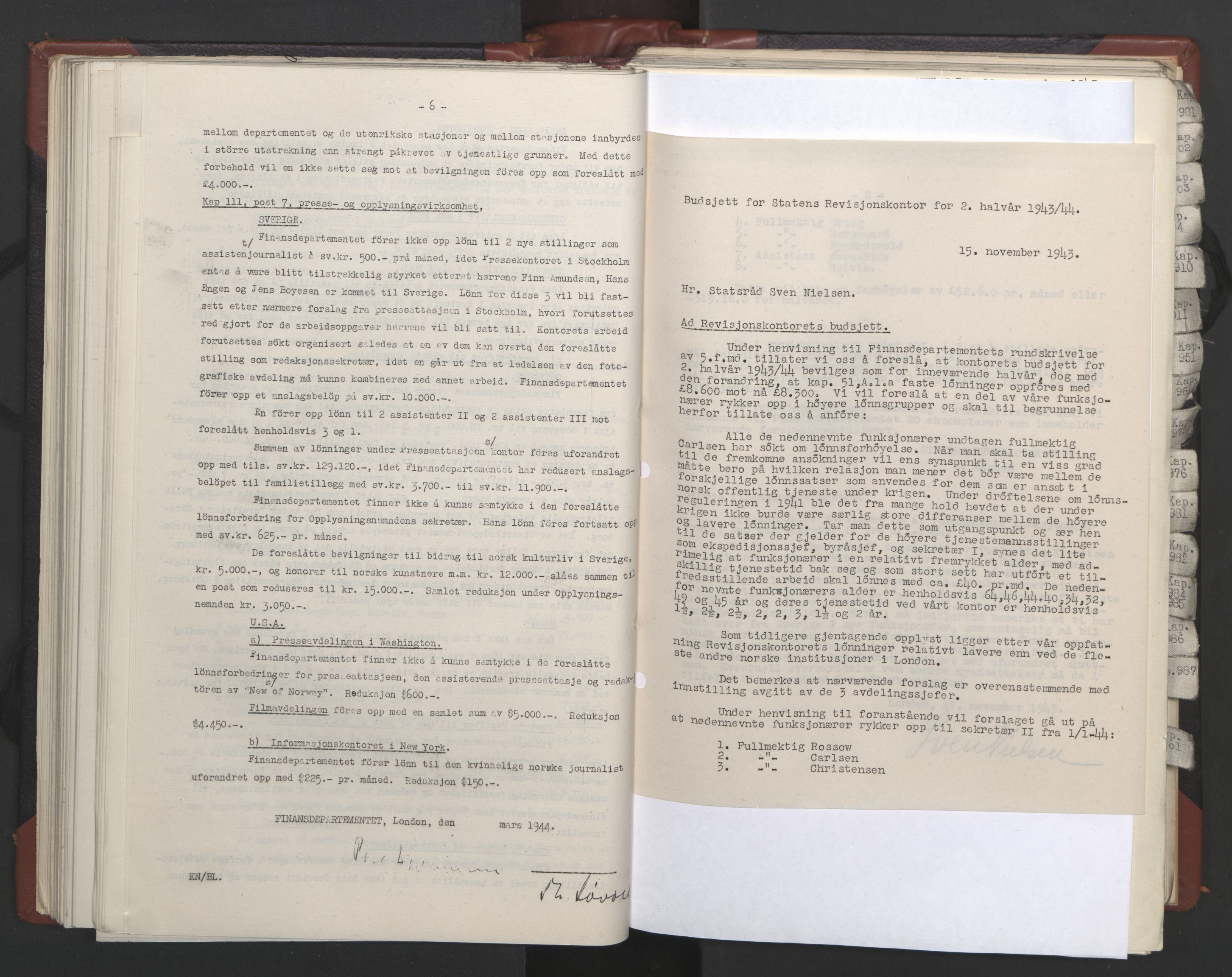 Statsrådssekretariatet, AV/RA-S-1001/A/Ac/L0124: Kgl. res. 14/1-30/6, 1944, p. 148