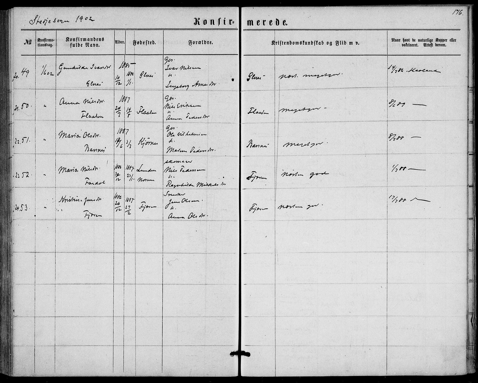 Sogndal sokneprestembete, AV/SAB-A-81301/H/Haa/Haaa/L0015: Parish register (official) no. A 15, 1871-1904, p. 176