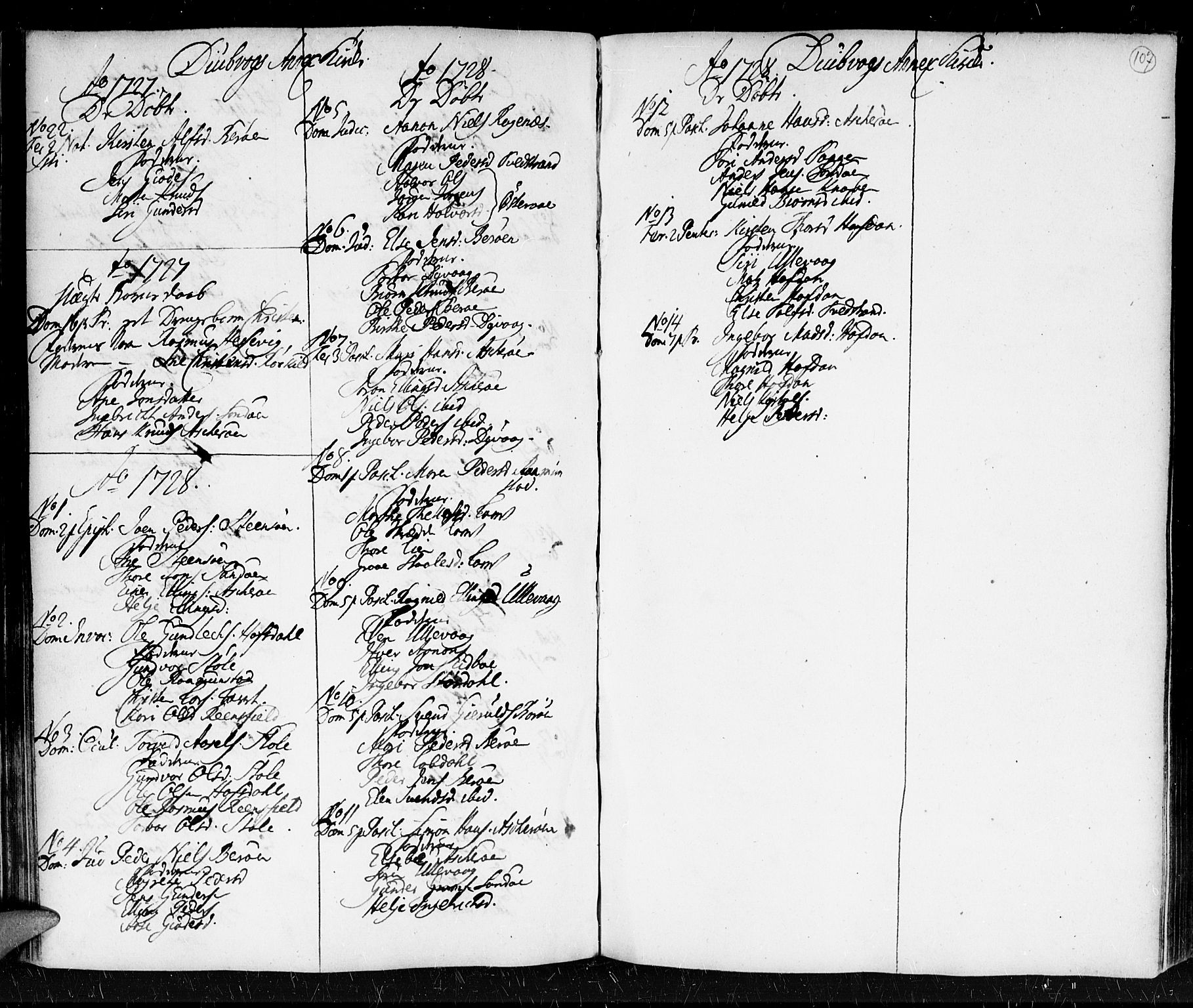 Holt sokneprestkontor, AV/SAK-1111-0021/F/Fa/L0001: Parish register (official) no. A 1 /3, 1721-1812, p. 107