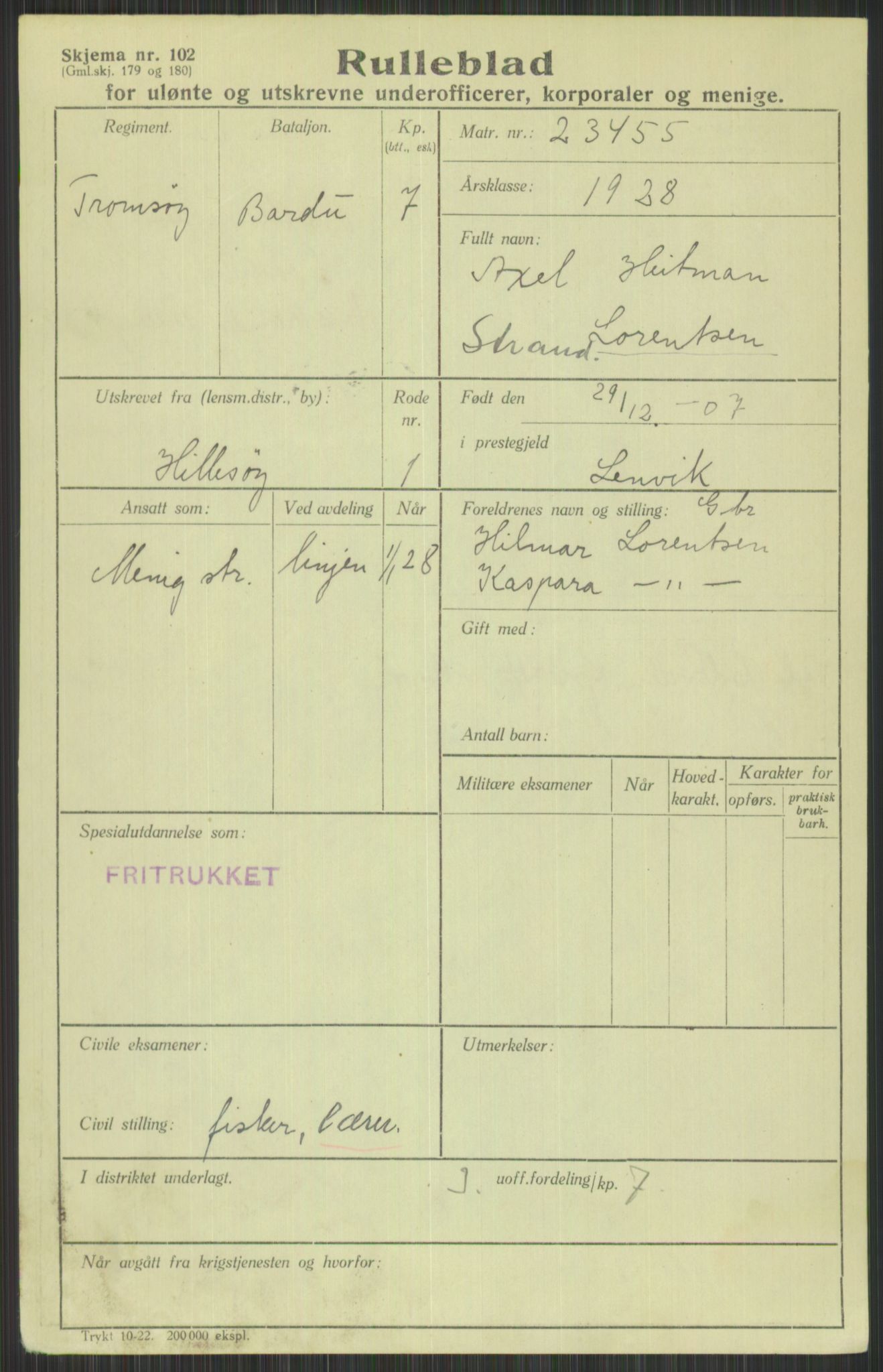 Forsvaret, Troms infanteriregiment nr. 16, AV/RA-RAFA-3146/P/Pa/L0013/0003: Rulleblad / Rulleblad for regimentets menige mannskaper, årsklasse 1928, 1928, p. 459