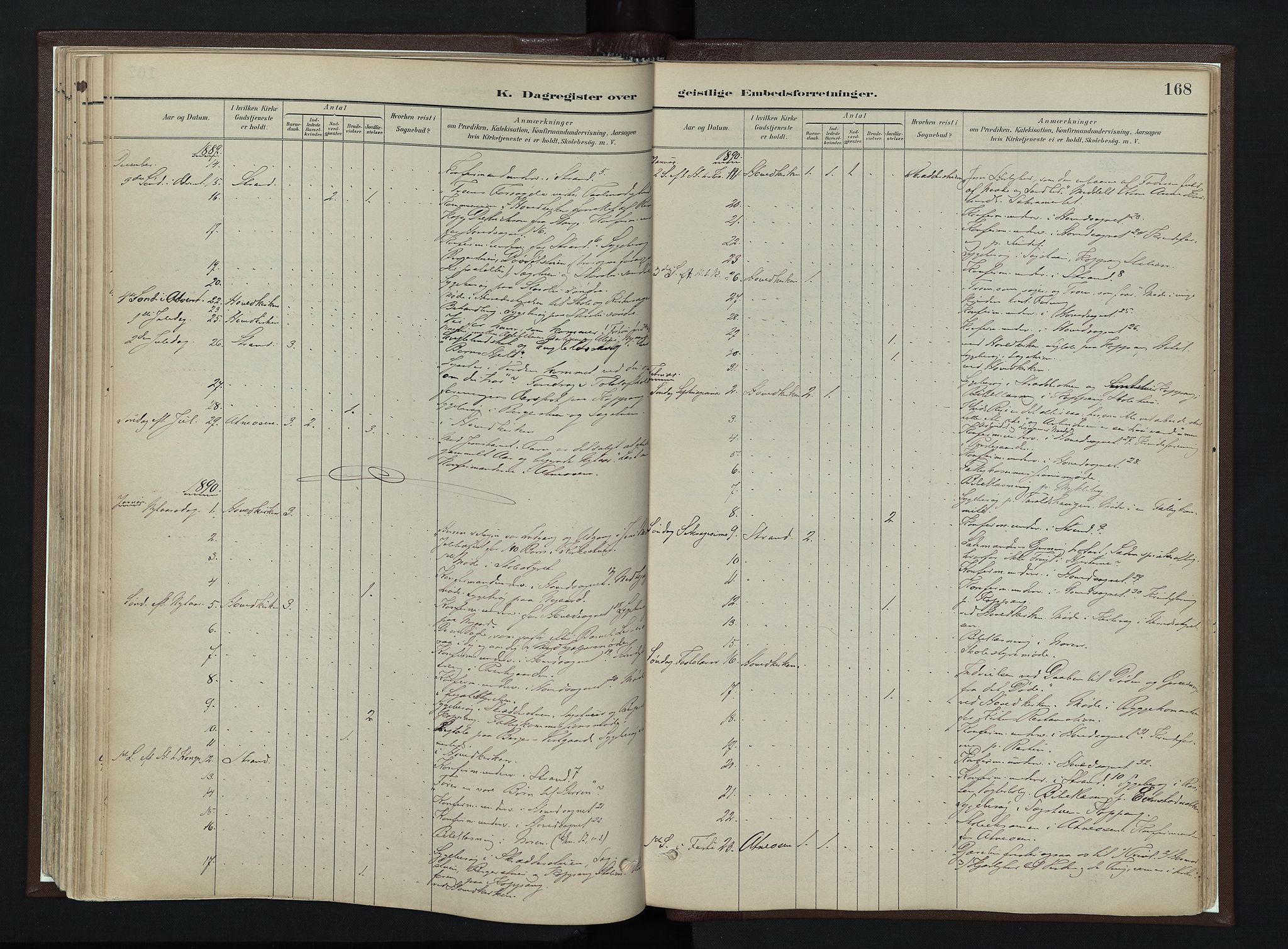 Stor-Elvdal prestekontor, SAH/PREST-052/H/Ha/Haa/L0003: Parish register (official) no. 3, 1882-1901, p. 168