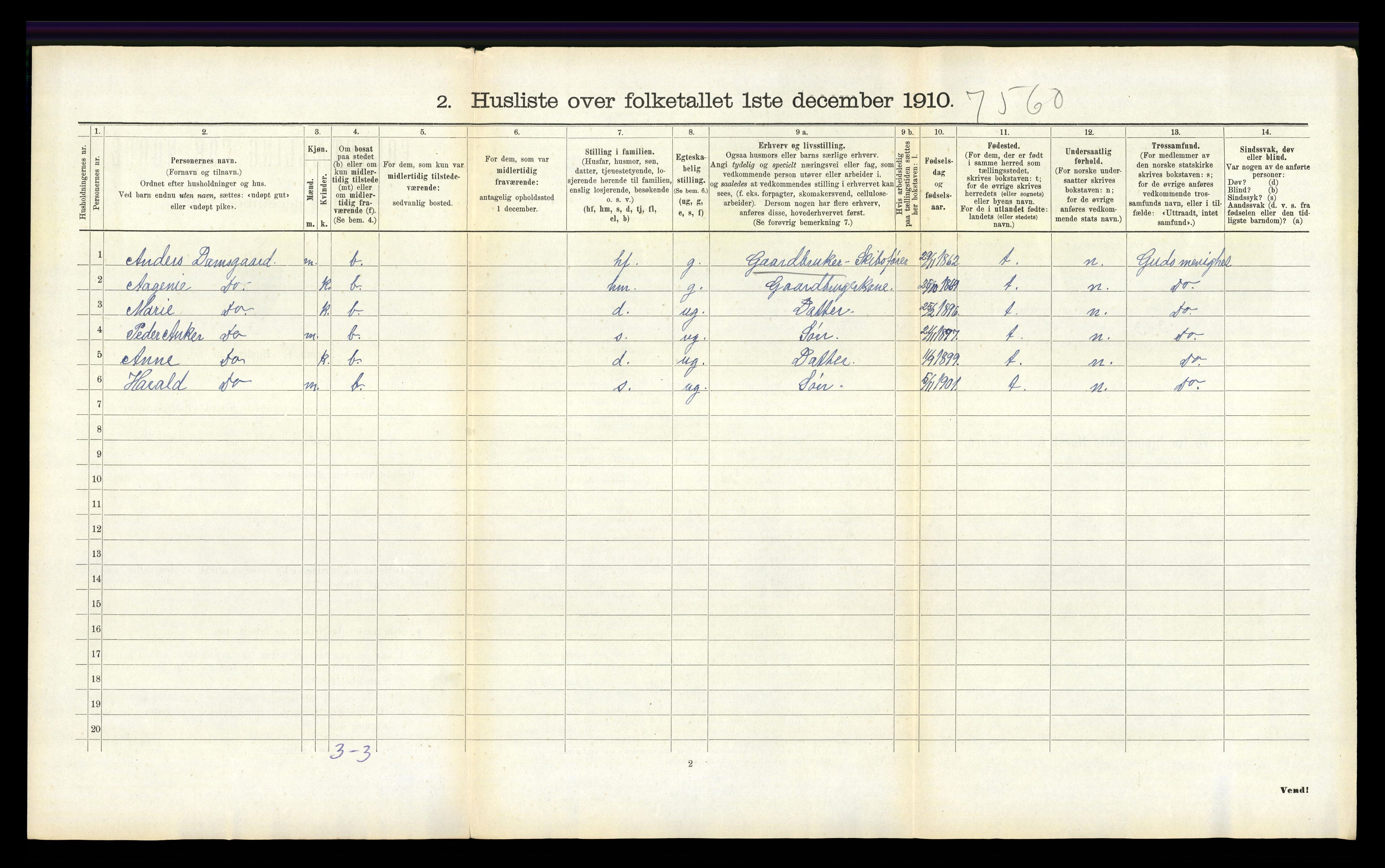 RA, 1910 census for Dypvåg, 1910, p. 823