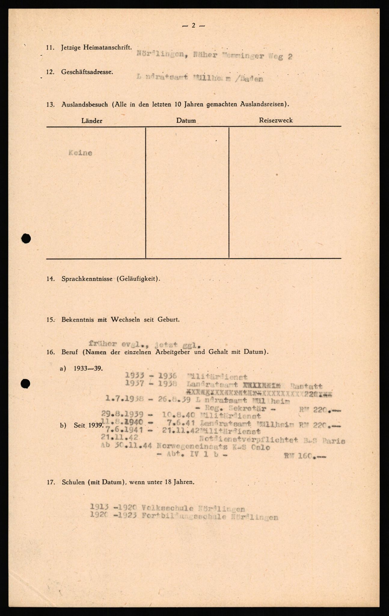 Forsvaret, Forsvarets overkommando II, AV/RA-RAFA-3915/D/Db/L0031: CI Questionaires. Tyske okkupasjonsstyrker i Norge. Tyskere., 1945-1946, p. 153