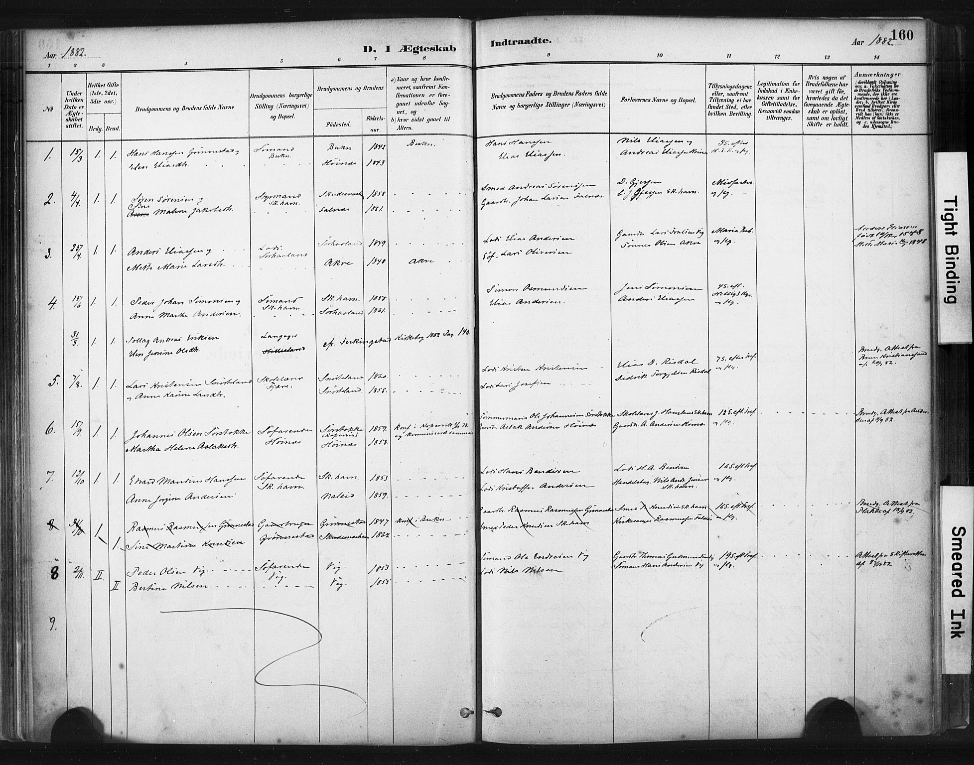 Skudenes sokneprestkontor, SAST/A -101849/H/Ha/Haa/L0009: Parish register (official) no. A 6, 1882-1912, p. 160
