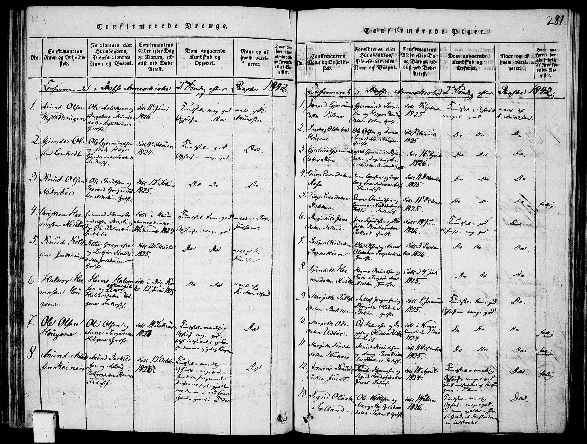 Mo kirkebøker, AV/SAKO-A-286/F/Fa/L0004: Parish register (official) no. I 4, 1814-1844, p. 281