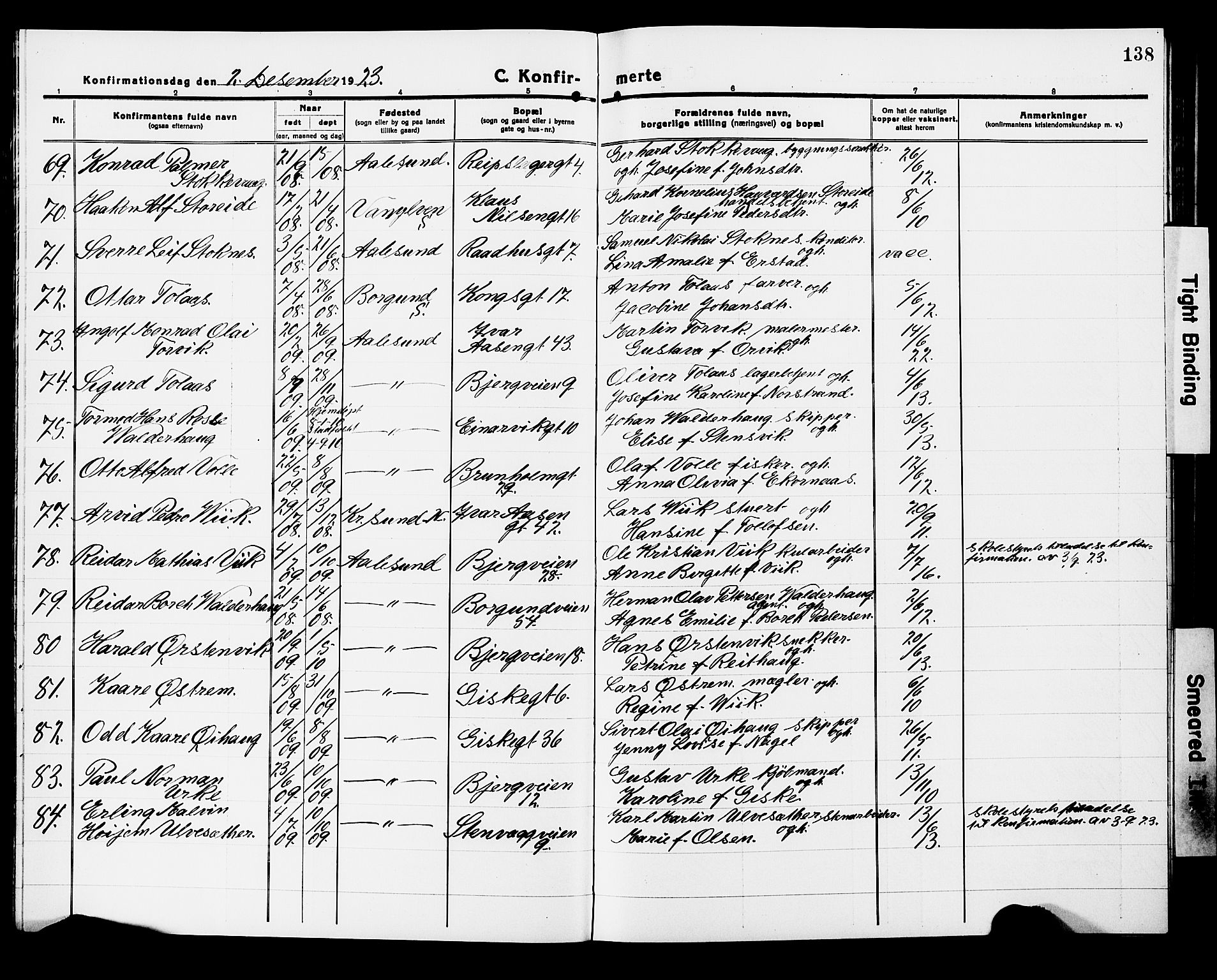 Ministerialprotokoller, klokkerbøker og fødselsregistre - Møre og Romsdal, AV/SAT-A-1454/529/L0472: Parish register (copy) no. 529C09, 1917-1929, p. 138