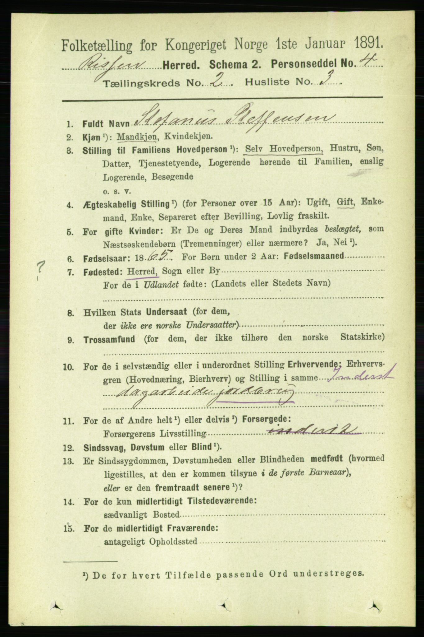 RA, 1891 census for 1624 Rissa, 1891, p. 1139