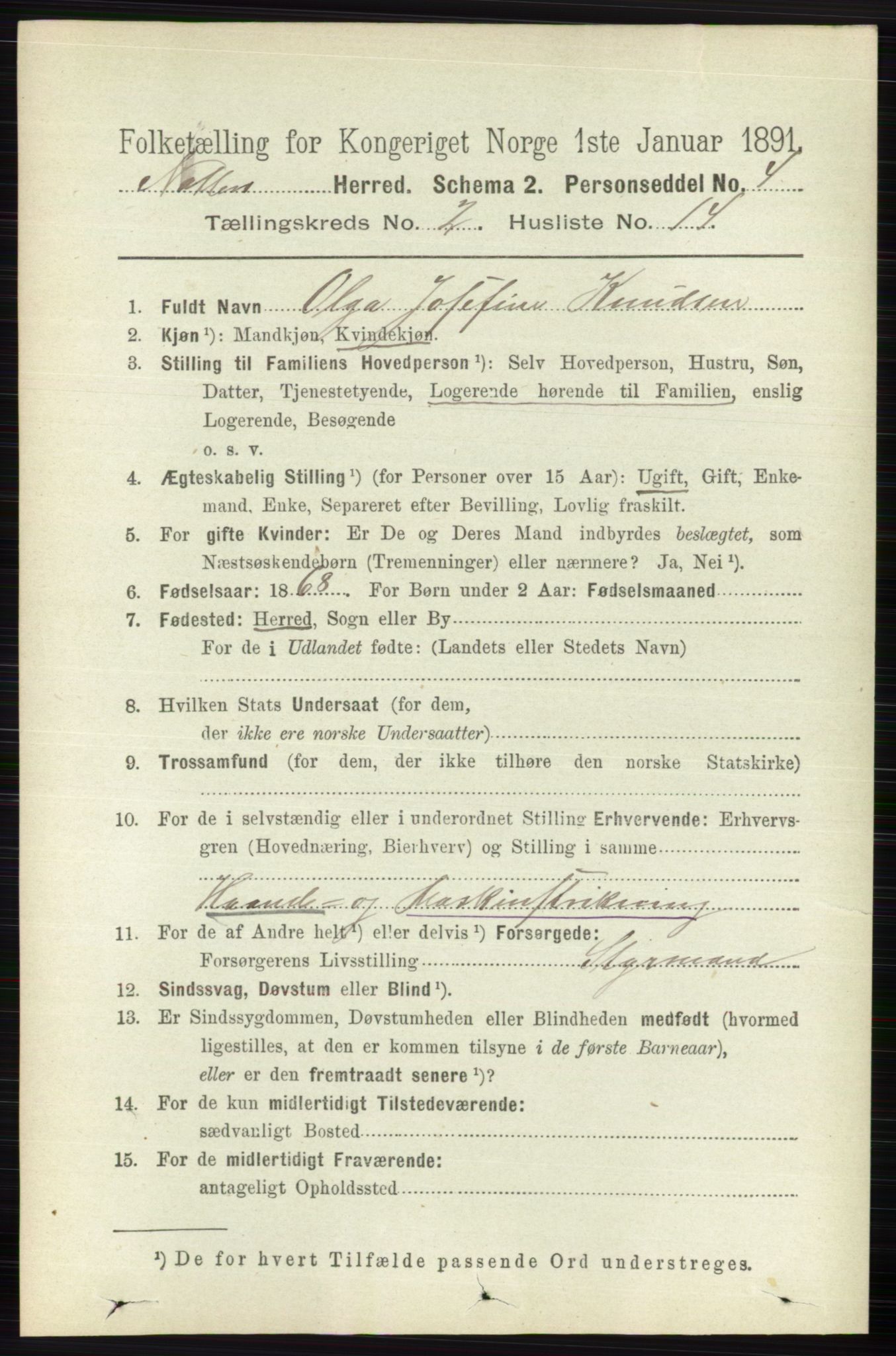 RA, 1891 census for 0722 Nøtterøy, 1891, p. 949