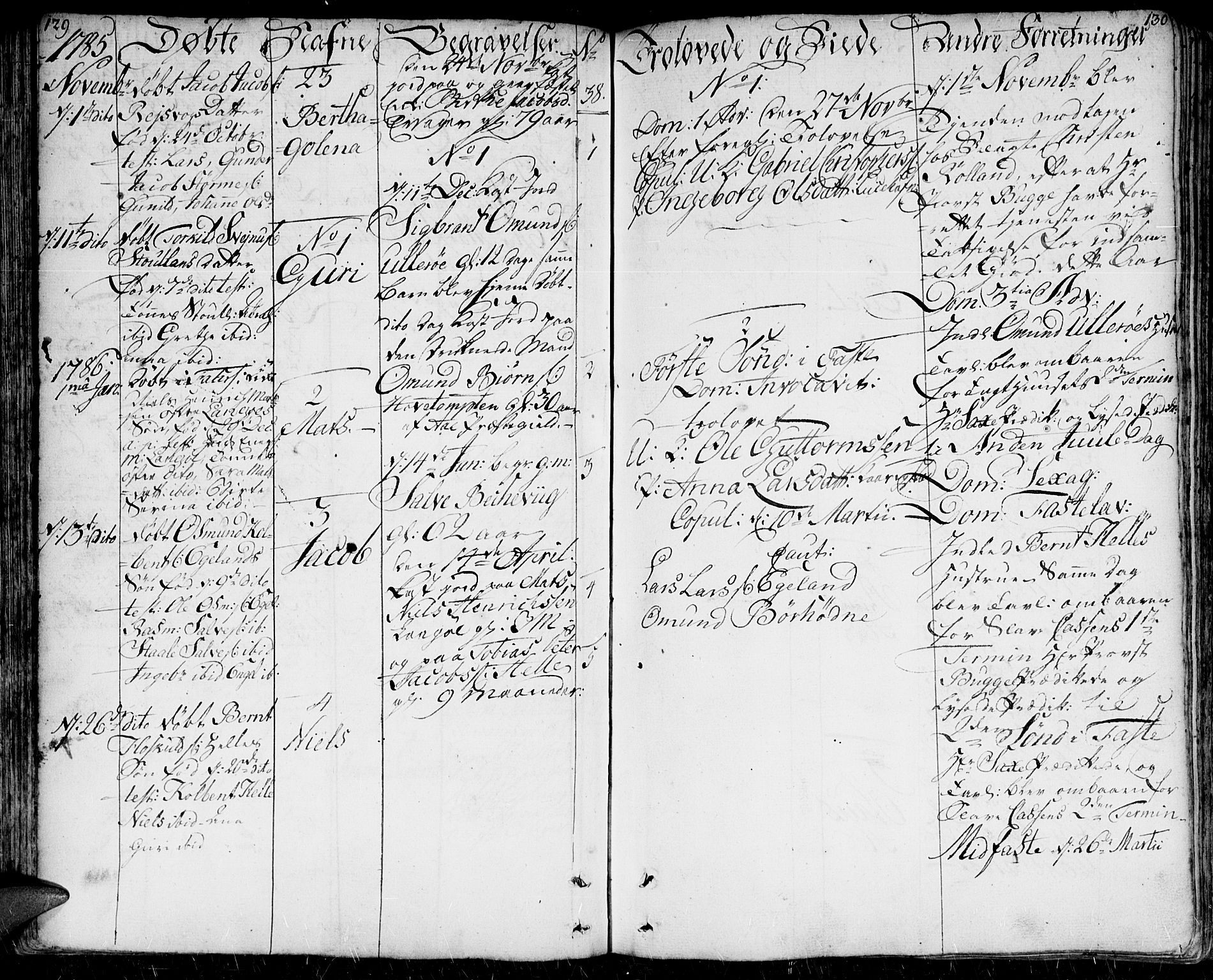 Herad sokneprestkontor, SAK/1111-0018/F/Fa/Faa/L0001: Parish register (official) no. A 1 /2, 1768-1797, p. 129-130