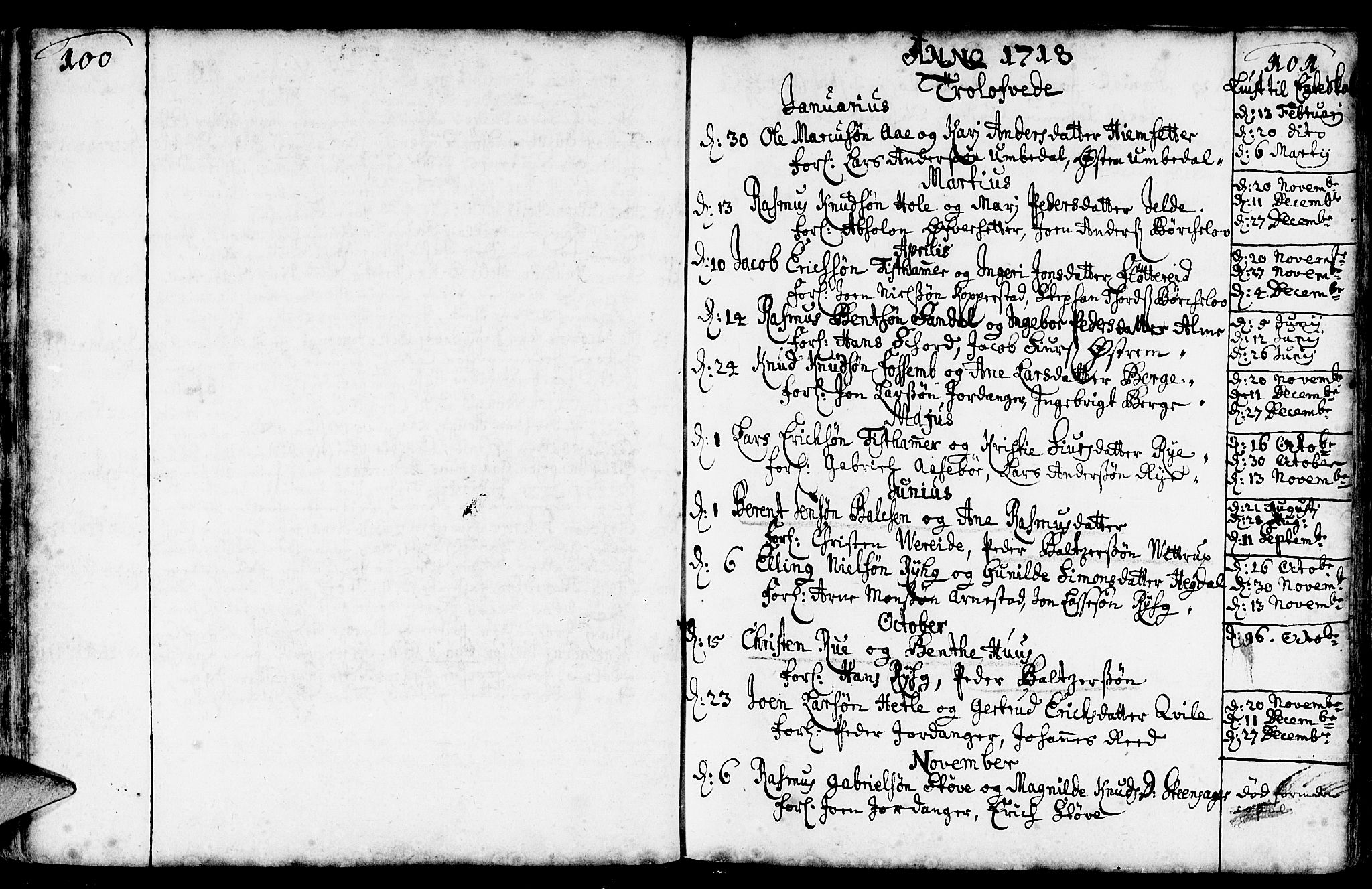 Gloppen sokneprestembete, AV/SAB-A-80101/H/Haa/Haaa/L0002: Parish register (official) no. A 2, 1712-1735, p. 100-101