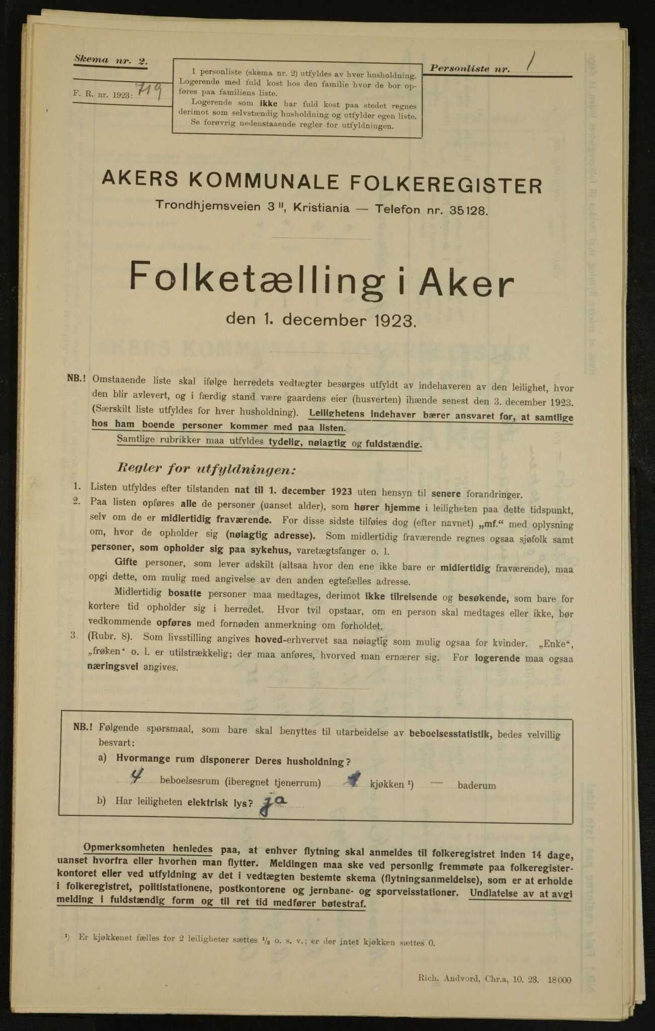 , Municipal Census 1923 for Aker, 1923, p. 4515