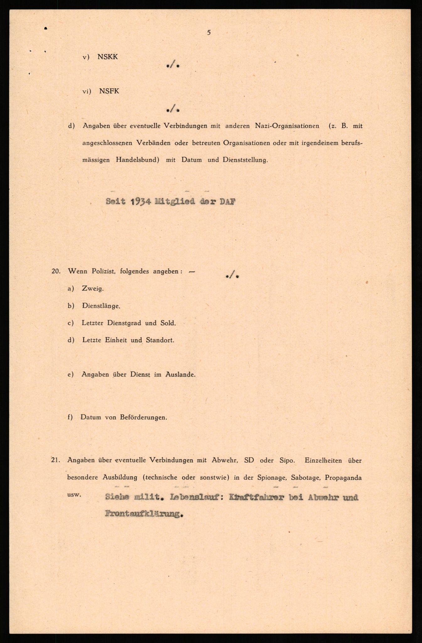 Forsvaret, Forsvarets overkommando II, AV/RA-RAFA-3915/D/Db/L0036: CI Questionaires. Tyske okkupasjonsstyrker i Norge. Tyskere., 1945-1946, p. 510