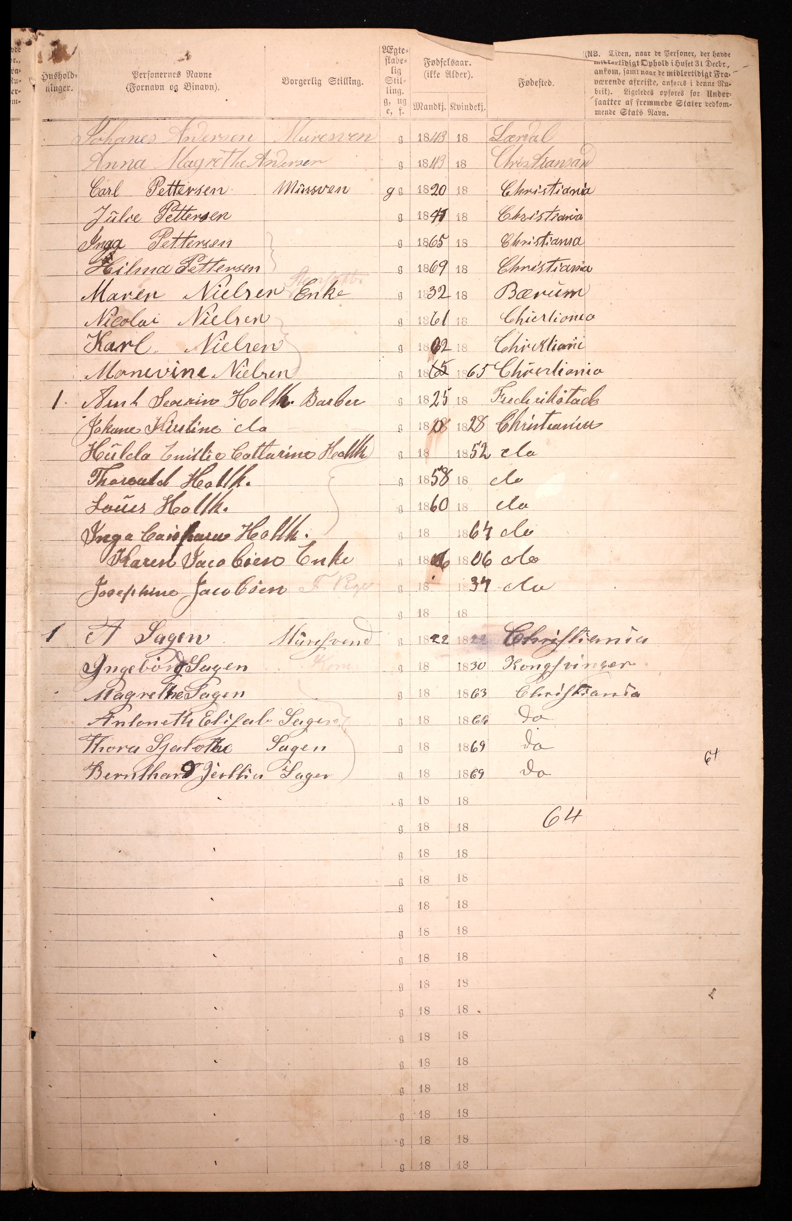 RA, 1870 census for 0301 Kristiania, 1870, p. 4465