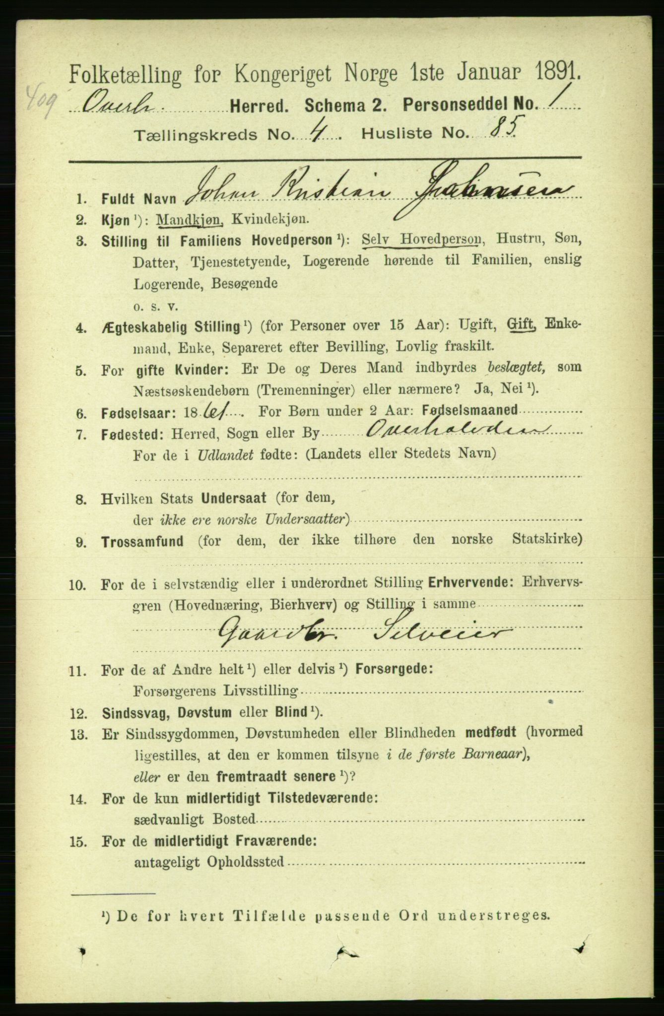 RA, 1891 census for 1744 Overhalla, 1891, p. 1589