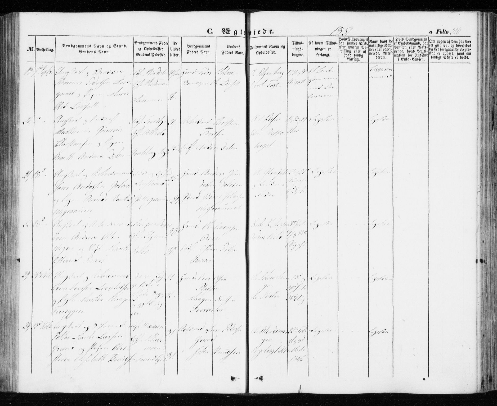 Ministerialprotokoller, klokkerbøker og fødselsregistre - Sør-Trøndelag, SAT/A-1456/606/L0291: Parish register (official) no. 606A06, 1848-1856, p. 220